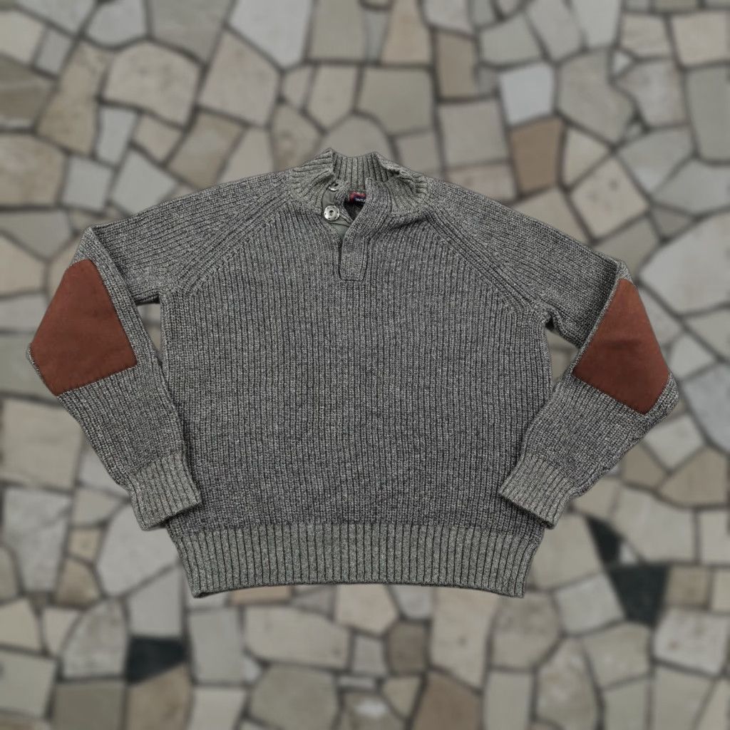 UNTUCKit UNTUCKit Gray Henley Sweater Mens Large Mock Neck Pullover Elbow Patch Size US L / EU 52-54 / 3 - 1 Thumbnail