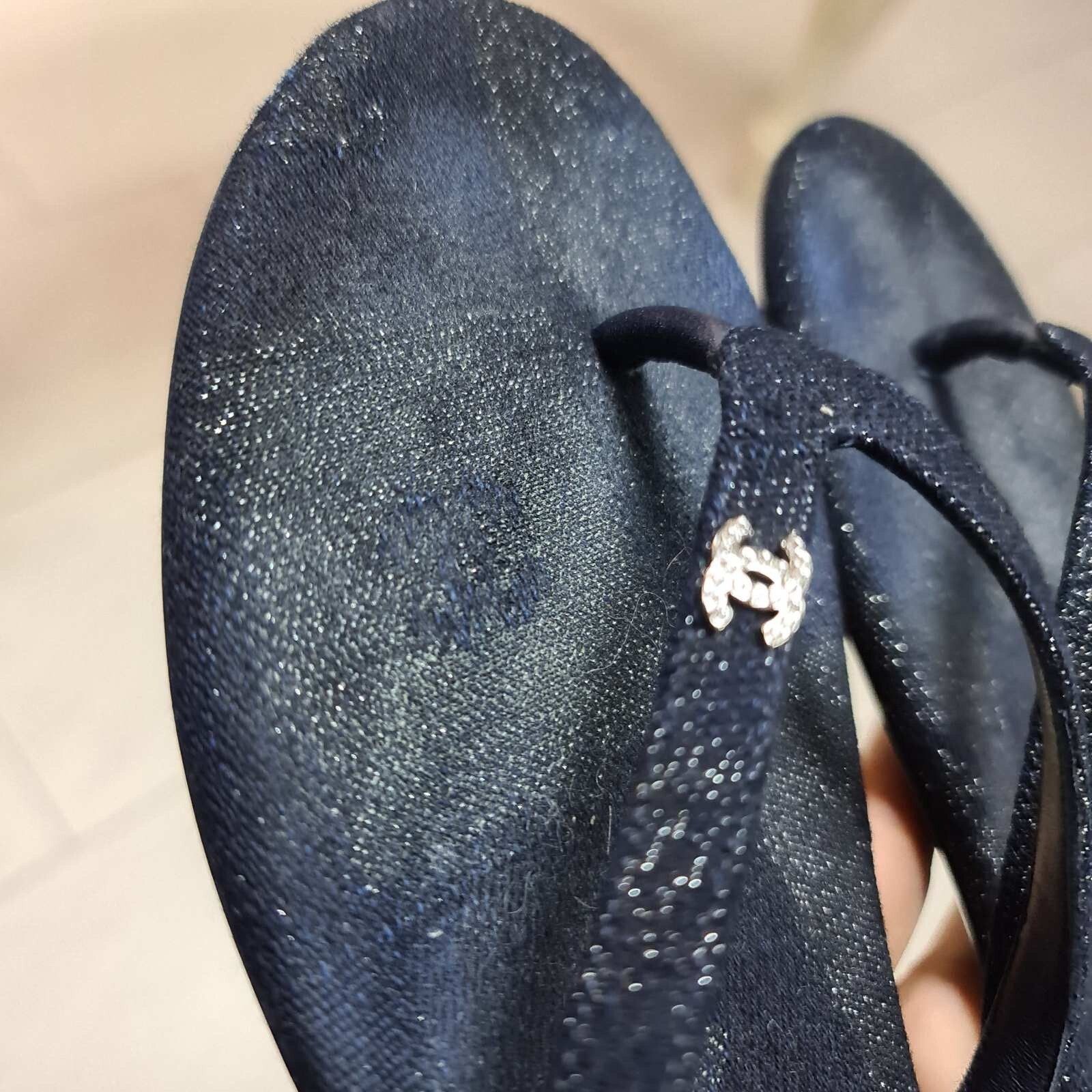 Chanel Chanel CC Crystal Shimmer Denim Thong Sandals Sz.39,5 Size US 8.5 / IT 38.5 - 11 Thumbnail
