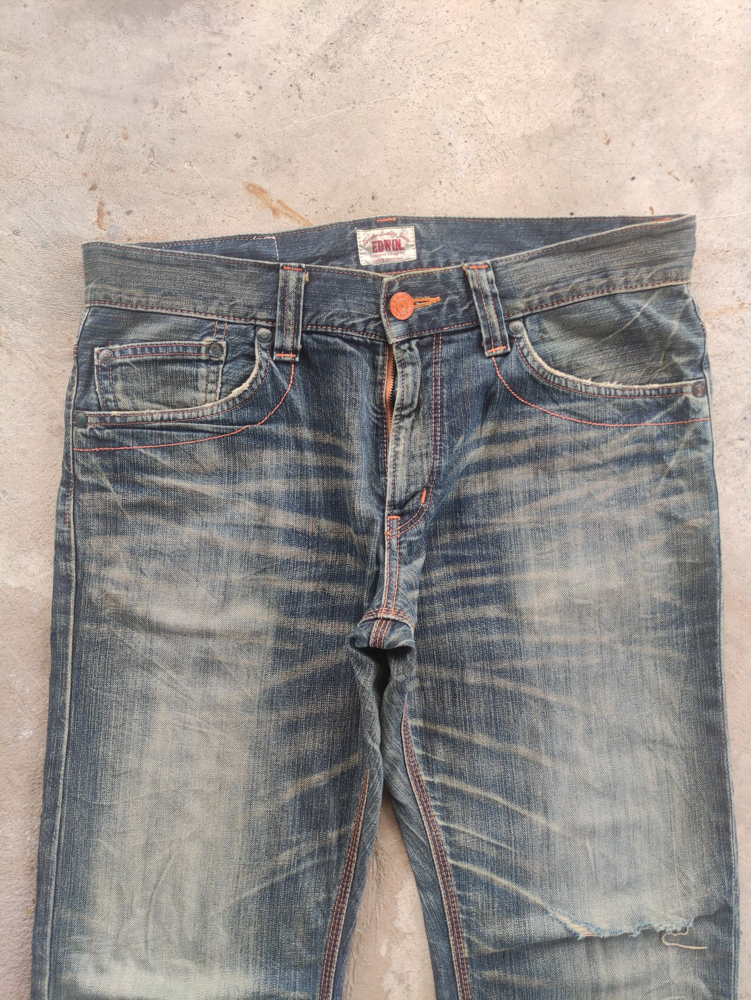 Edwin Vintage Edwin Jean Distressed Faded Denim Pants Size US 37 - 3 Thumbnail