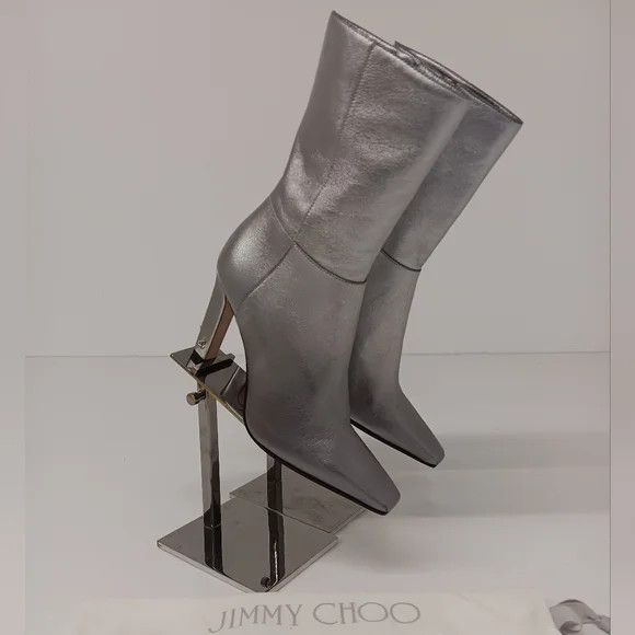 Jimmy Choo Jimmy Choo Merle 100 Metallic Leather Ankle Boots - EU36/US6 Size US 6 / IT 36 - 1 Thumbnail