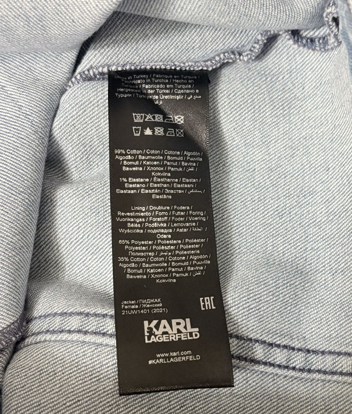 Karl Lagerfeld Karl Lagerfeld Light Blue Floral-Print Denim Jacket Size S / US 4 / IT 40 - 11 Thumbnail