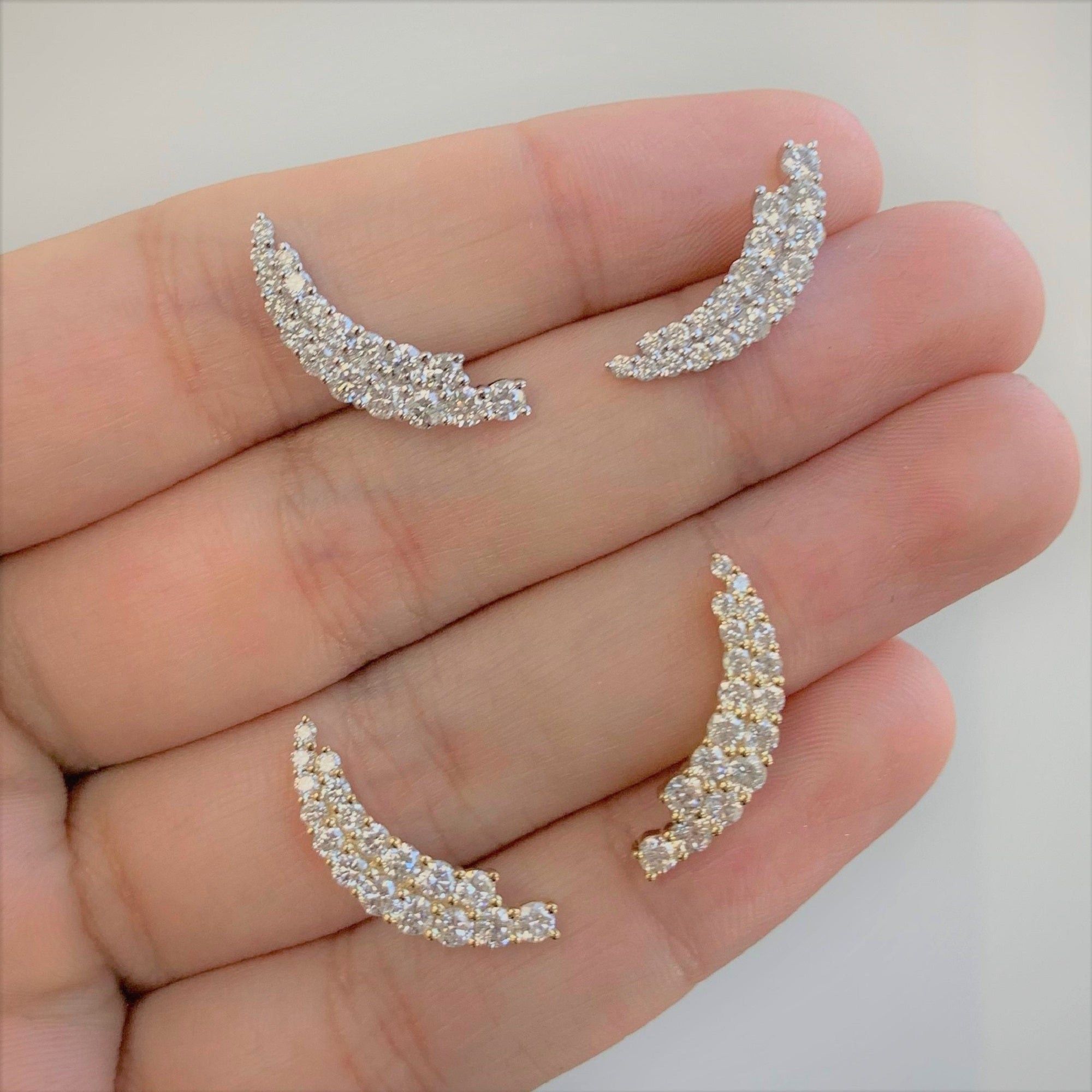 image of Diamond Earring Climbers In 14K Gold in Yellow, Women's