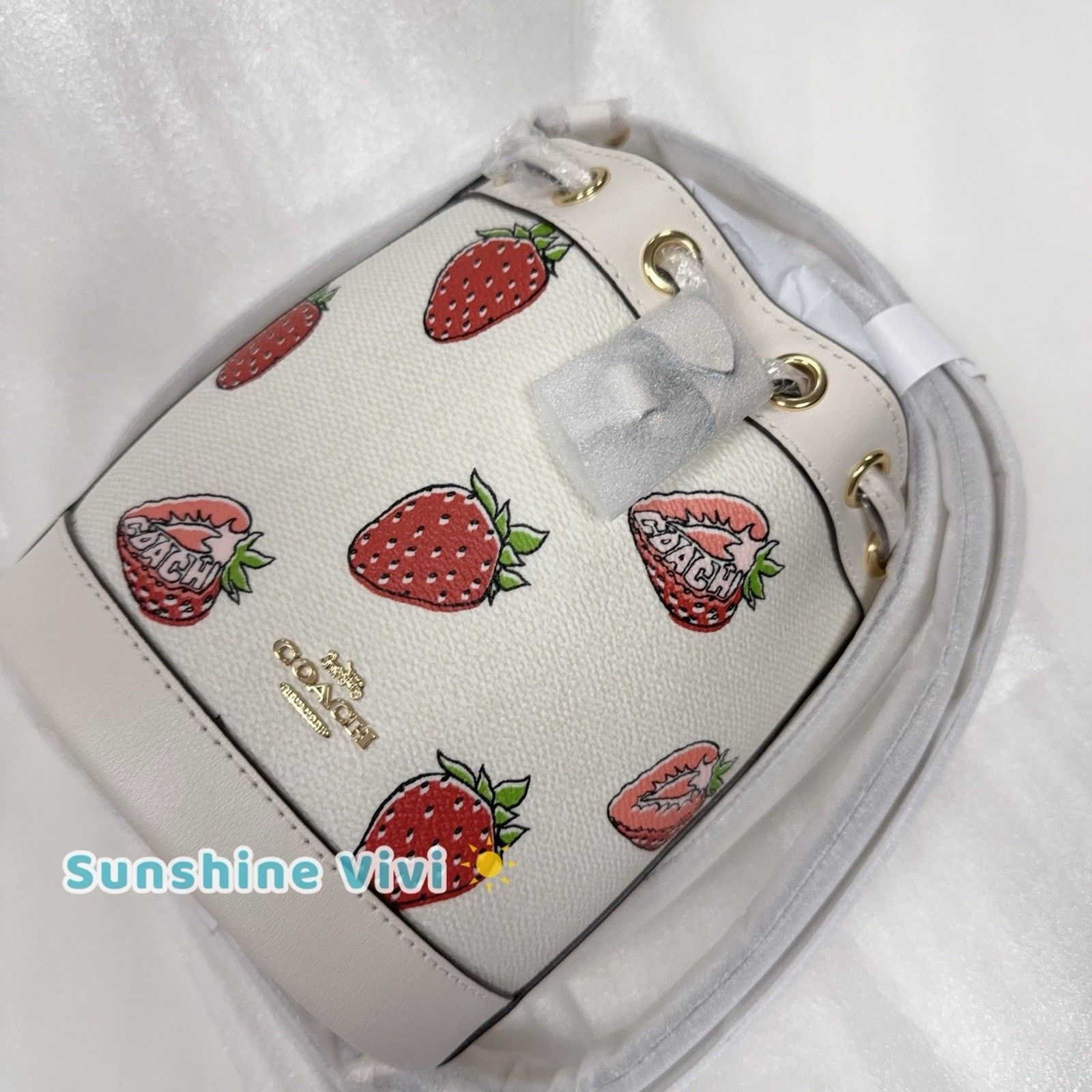 Coach NWT COACH Mini Bucket Bag Strawberry CAL11 Gold/Chalk Multi Size ONE SIZE - 2 Thumbnail