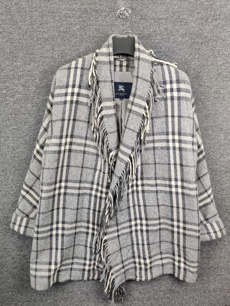 Burberry London Nova Check Fringe Cape Cardigan Jacket