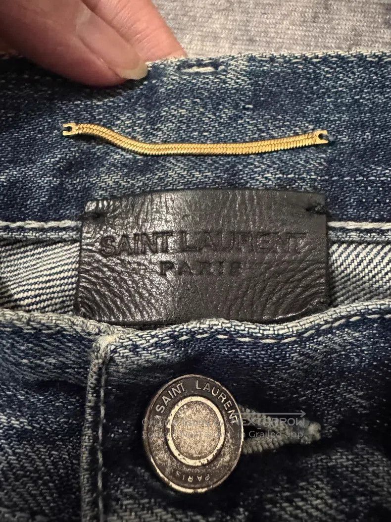 Saint Laurent Paris Saint Laurent Paris Deep Blue Cat Claw Straight Jeans Size US 26 / EU 42 - 6 Thumbnail