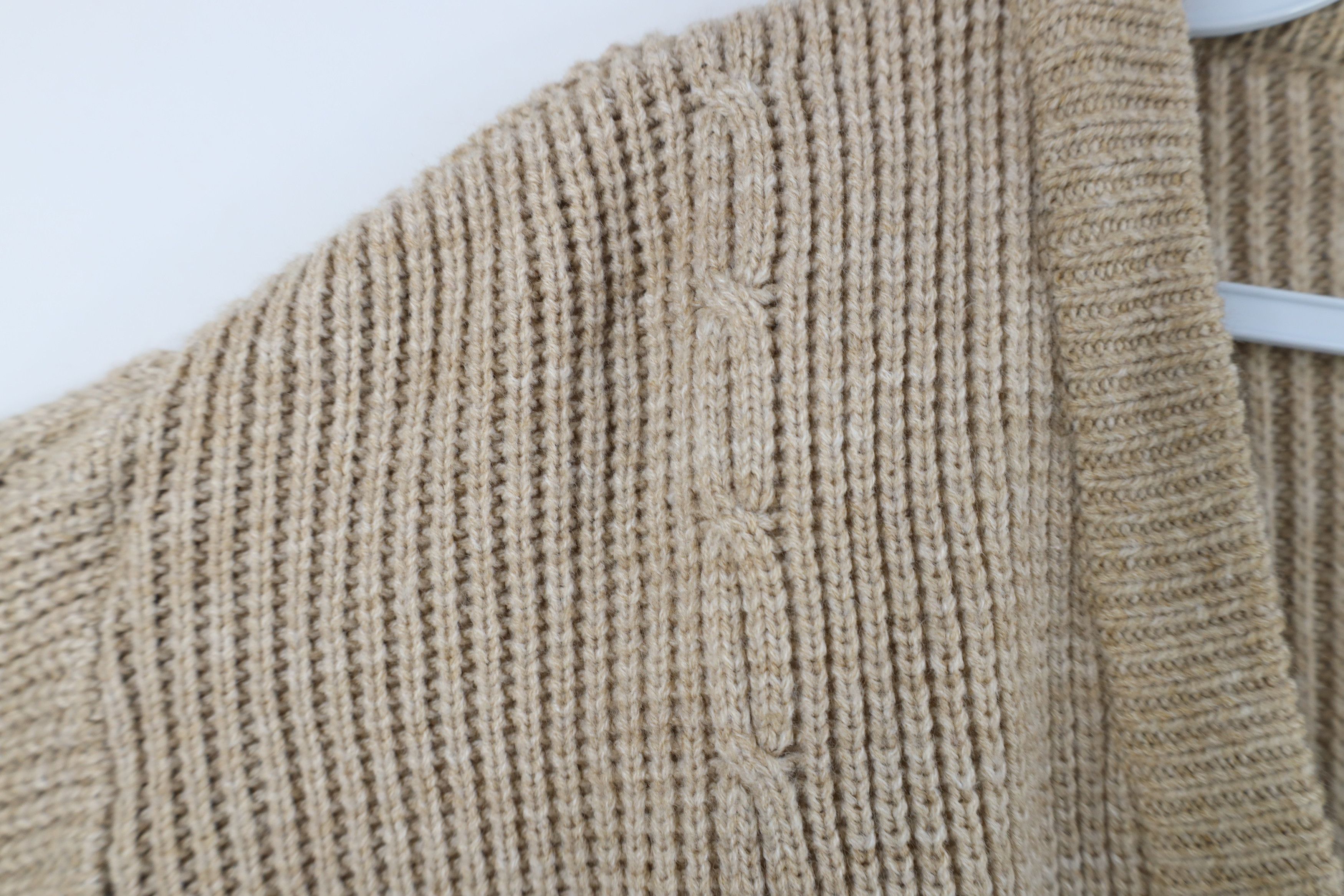 Vintage Vintage 90s Streetwear Ribbed Cable Knit Sweater Beige Size L / US 10 / IT 46 - 6 Thumbnail