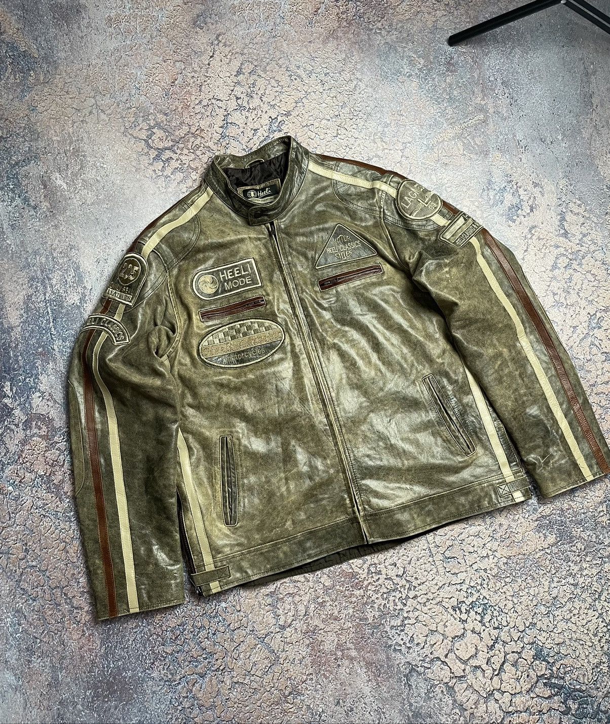Pre-owned Leather Jacket X Moto Vintage Y2k Leather Racing Jacket Moto Aviatrix In Brown