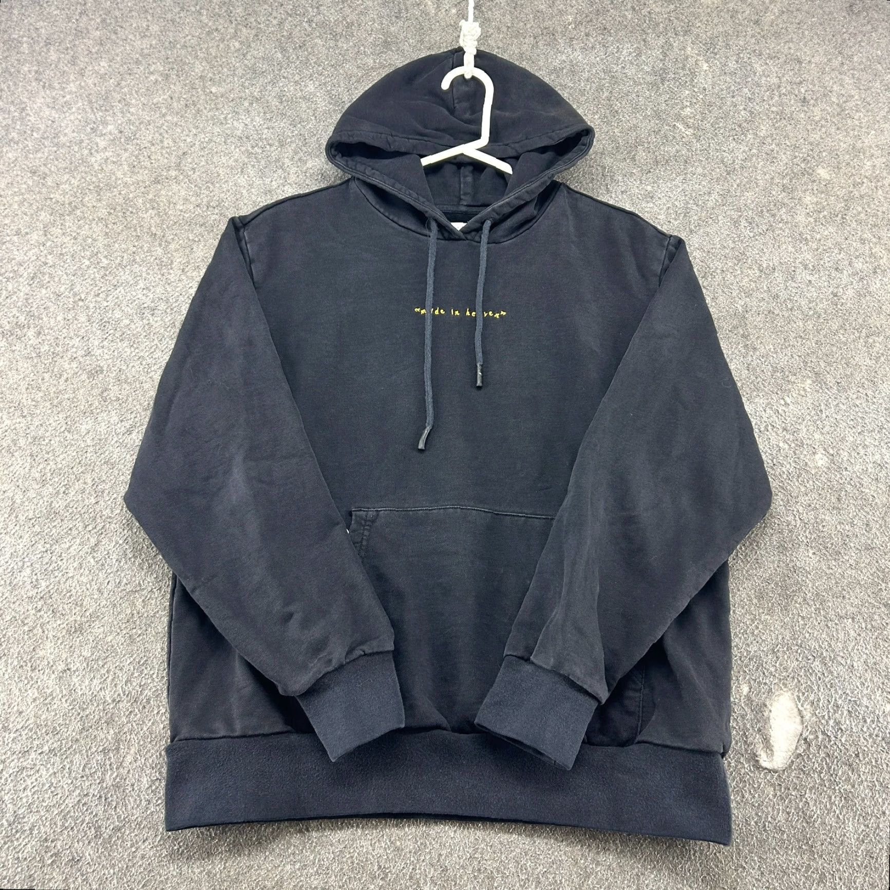 Vintage Valentina Voight Hoodie Womens M Black Pullover Spellout Made In Heaven Cotton Logo Pockets 90s City Pullover Size M / US 6-8 / IT 42-44 - 2 Thumbnail