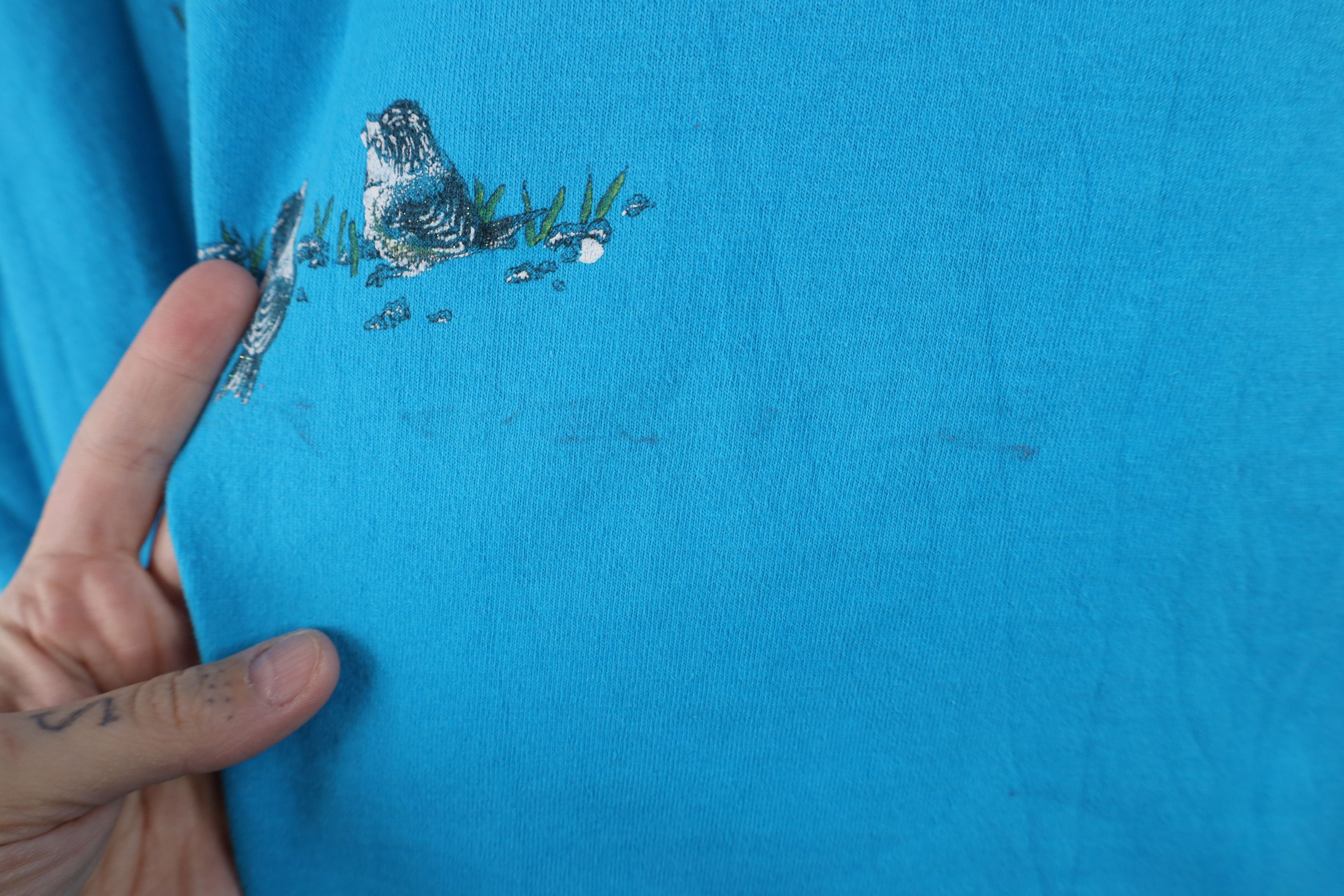 Vintage Vintage 90s Streetwear Mailbox Bird Flower T-Shirt Blue Size XL / US 12-14 / IT 48-50 - 4 Thumbnail