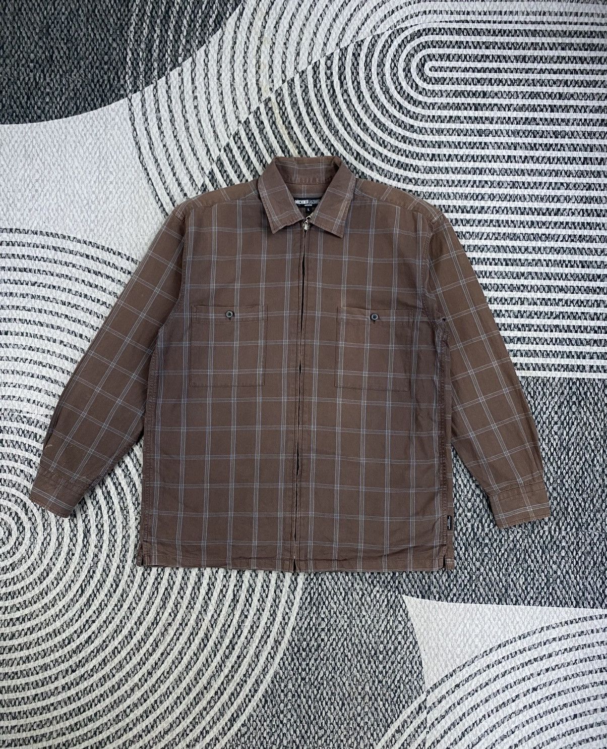 Michiko Koshino London Vtg Michiko Koshino London Brown Plaid Zip-Up Jacket Size US M / EU 48-50 / 2 - 1 Thumbnail