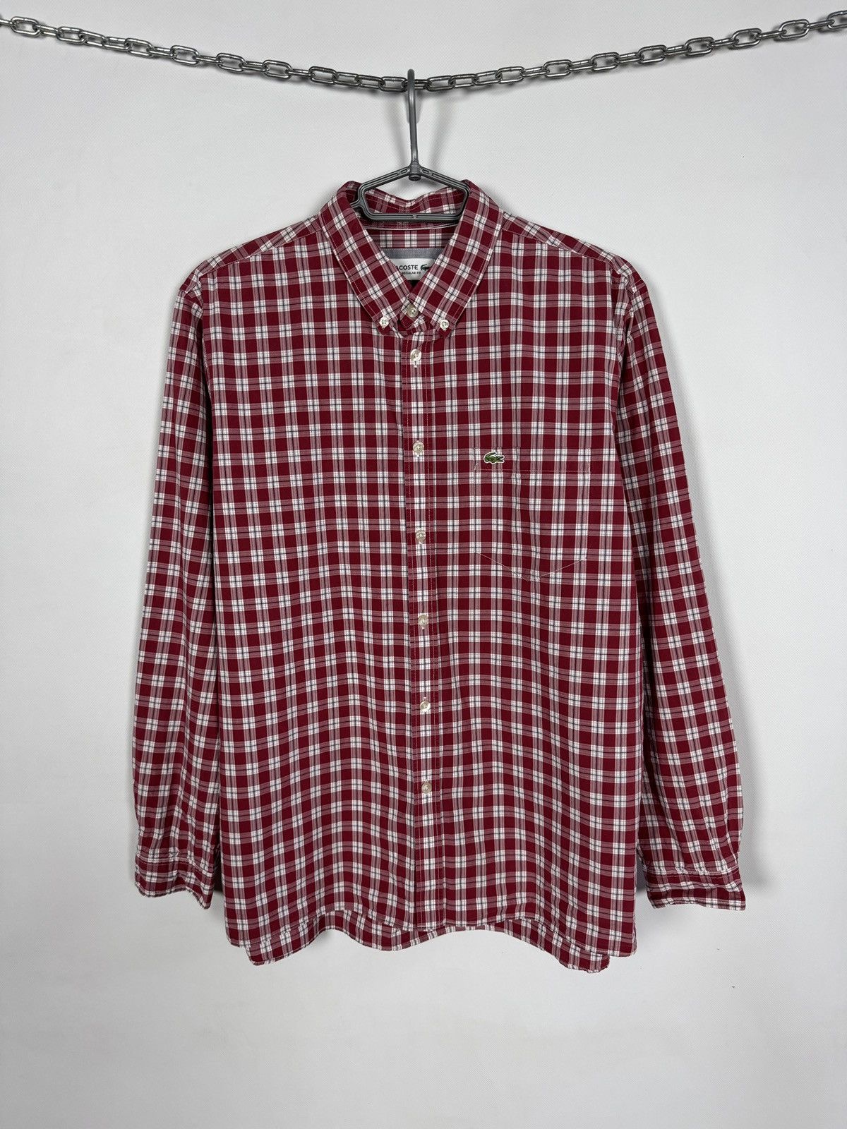 Lacoste Men’s Lacoste Long Sleeve Plaid Shirt Button Up Regular Fit Size US XL / EU 56 / 4 - 1 Thumbnail