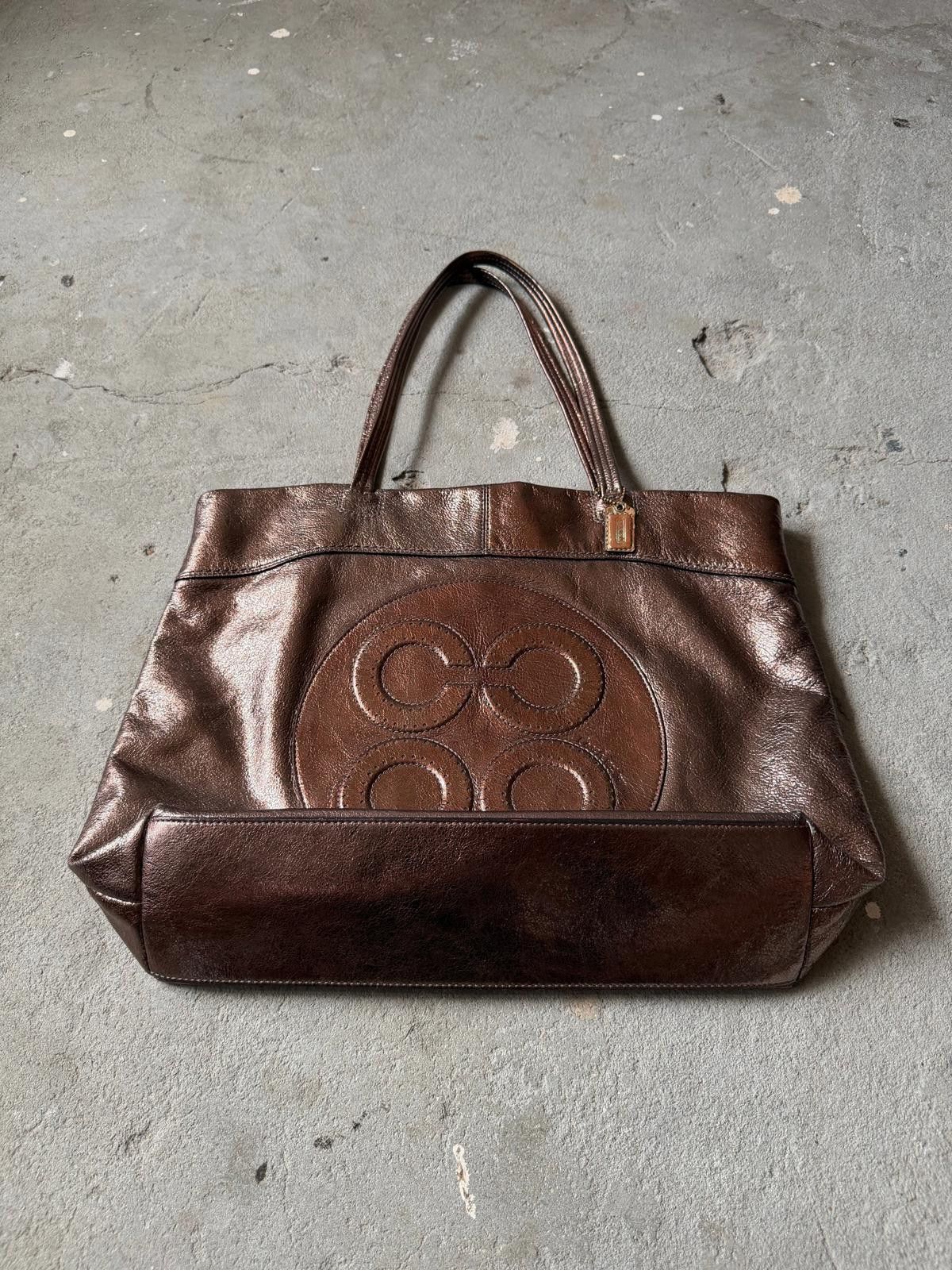 Coach Coach Julia Op Art Tote Bag Metallic Gold Size ONE SIZE - 5 Thumbnail