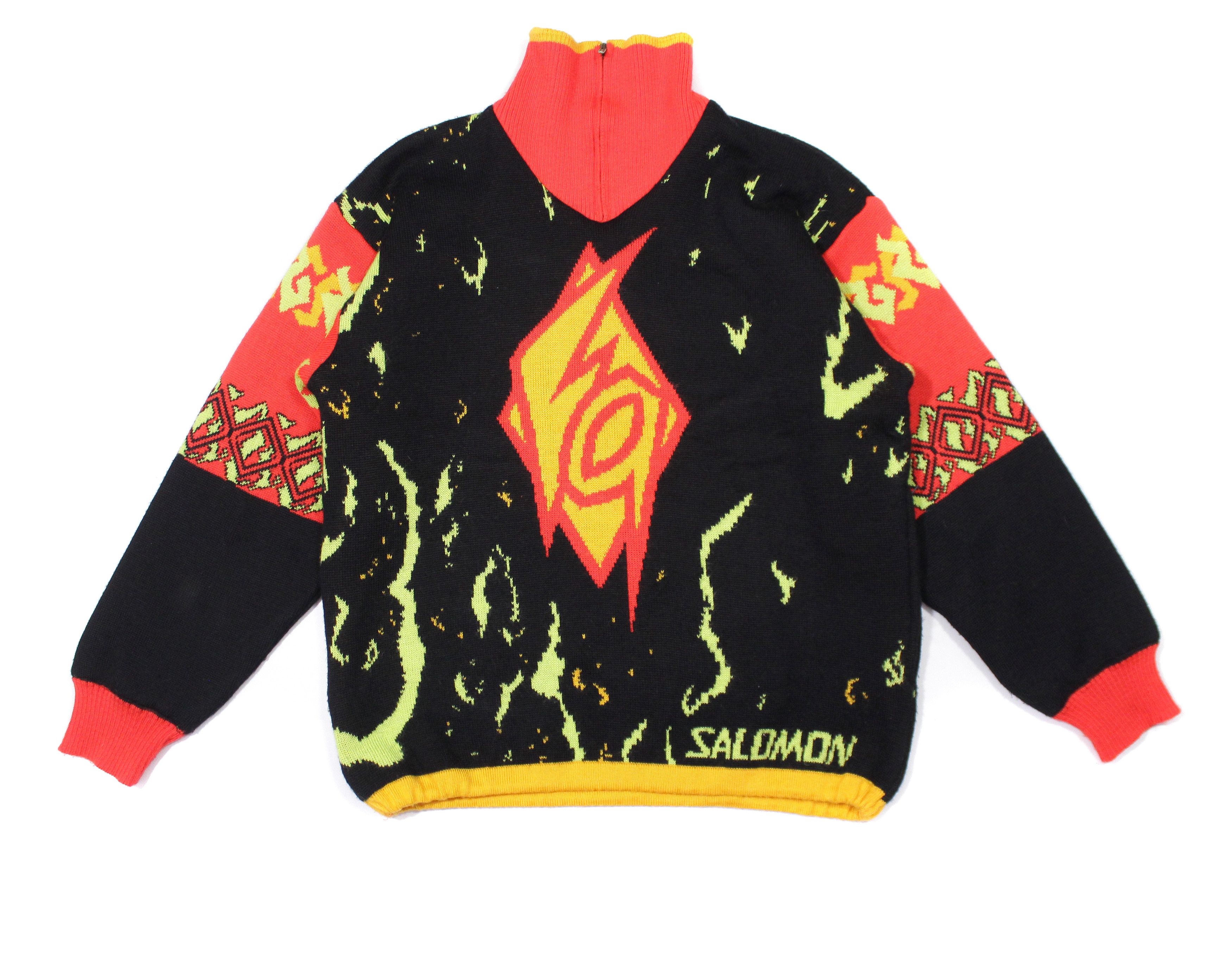 Salomon 80S Acid Big Logo Multicolor Ski Heavy Knit Size US L / EU 52-54 / 3 - 1 Thumbnail