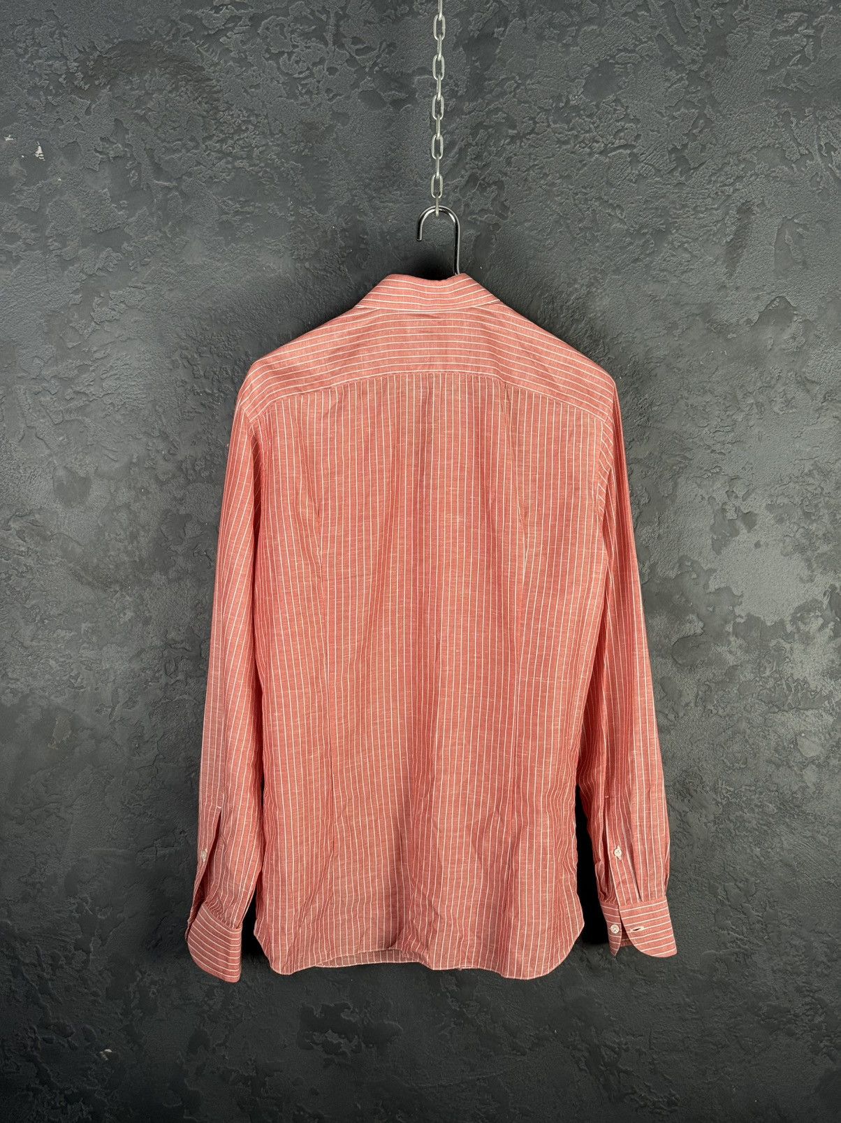 Isaia Mens Isaia Multi Striped Coton / Linen Shirt Multi Size US M / EU 48-50 / 2 - 6 Thumbnail