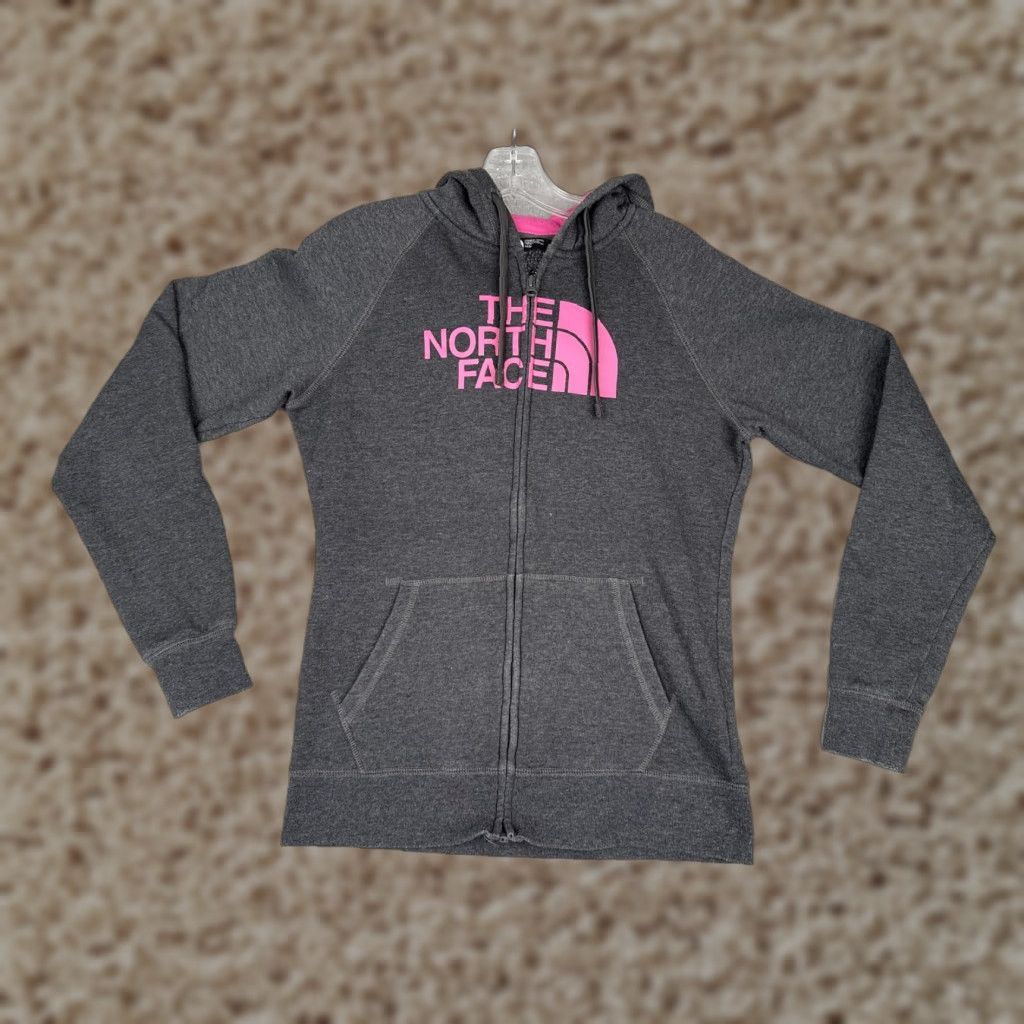 The North Face The North Face Hoodie Womens Medium Gray Pink Full Zip Logo Sweatshirt Jersey Outdoor Size M / US 6-8 / IT 42-44 - 1 Thumbnail