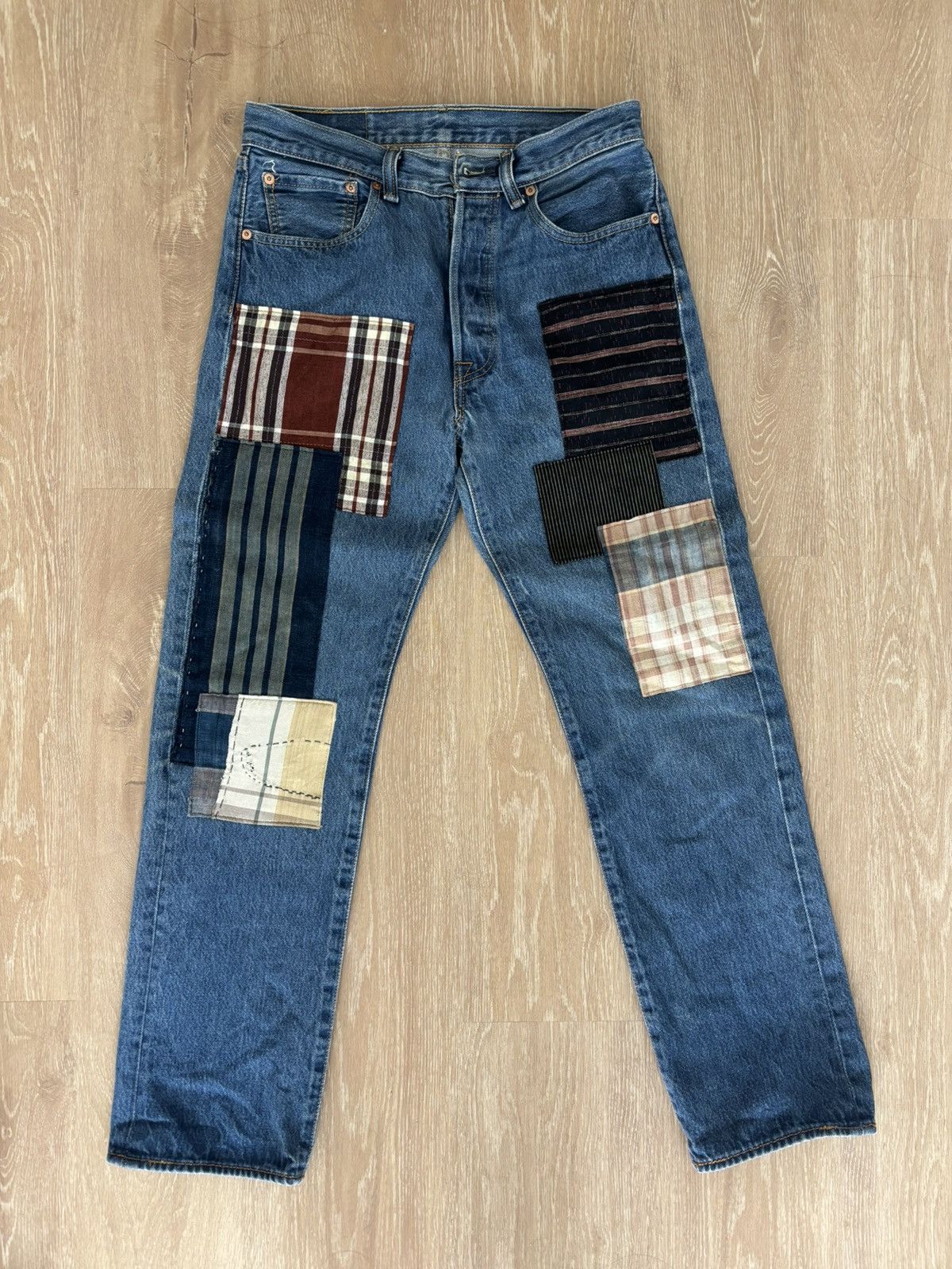 Levi's Vintage Levi’s 501 Patchwork Straight Denim Jeans Size US 32 / EU 48 - 1 Thumbnail