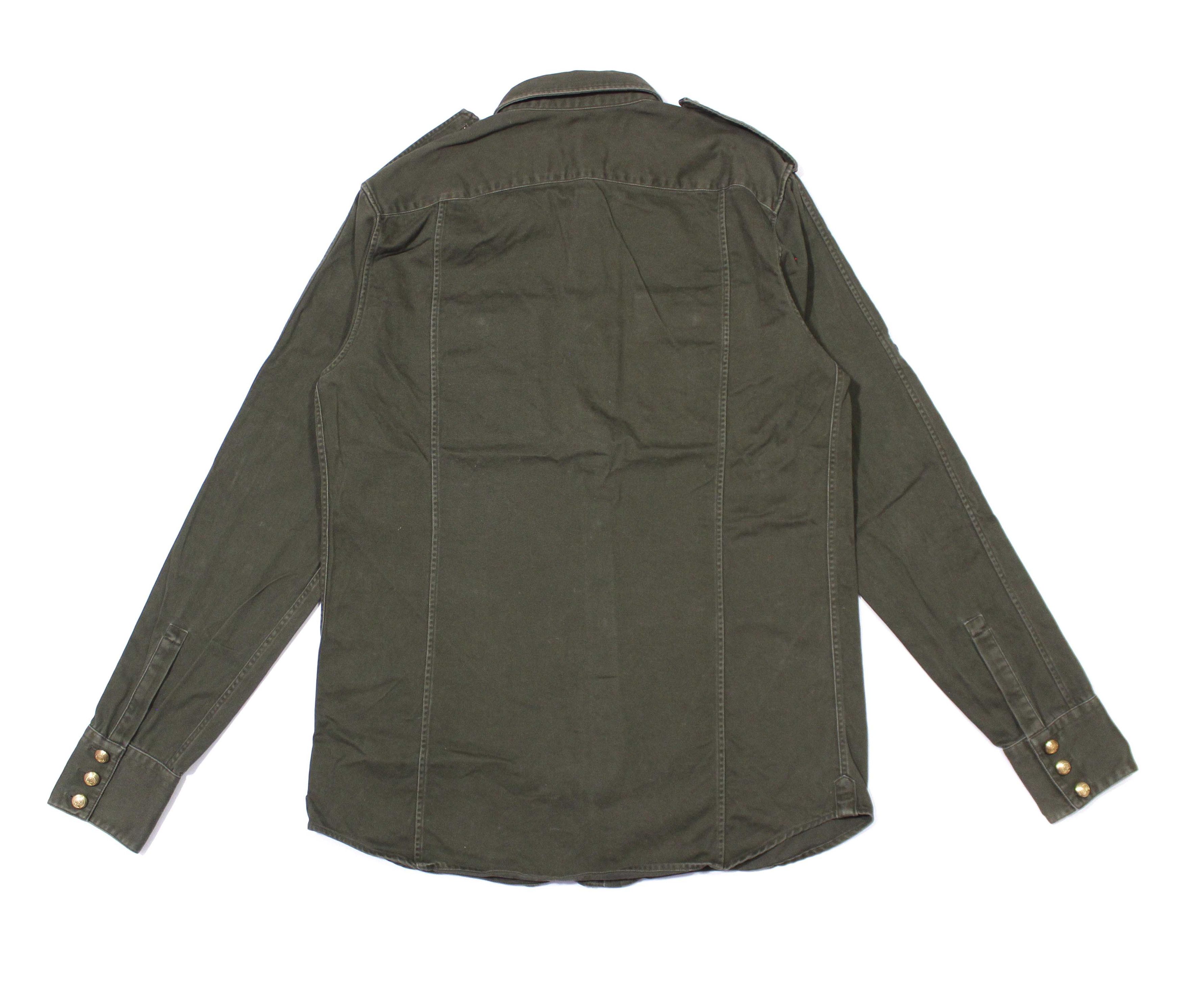 Balmain Military Khaki Shirt Size US M / EU 48-50 / 2 - 2 Thumbnail