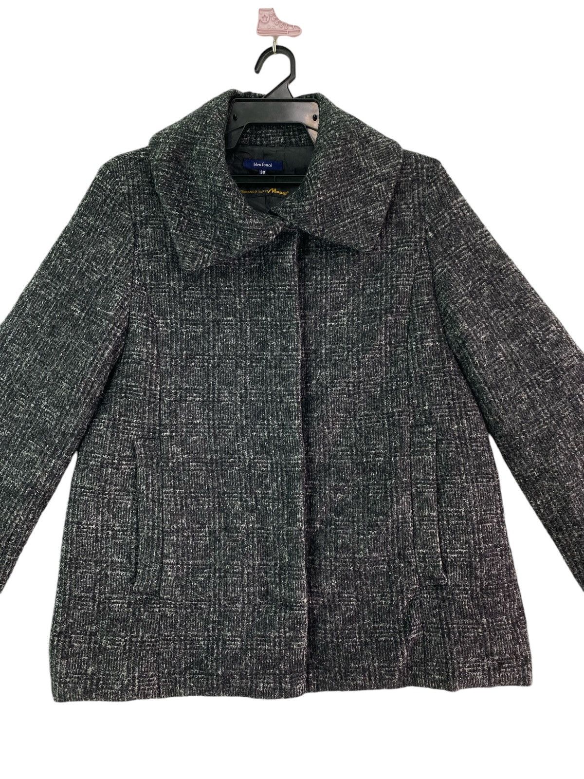 Japanese Brand × Vintage Vtg 90s Bleu Fonce fabric by Mapel italy wool coat Size XS / US 0-2 / IT 36-38 - 2 Thumbnail