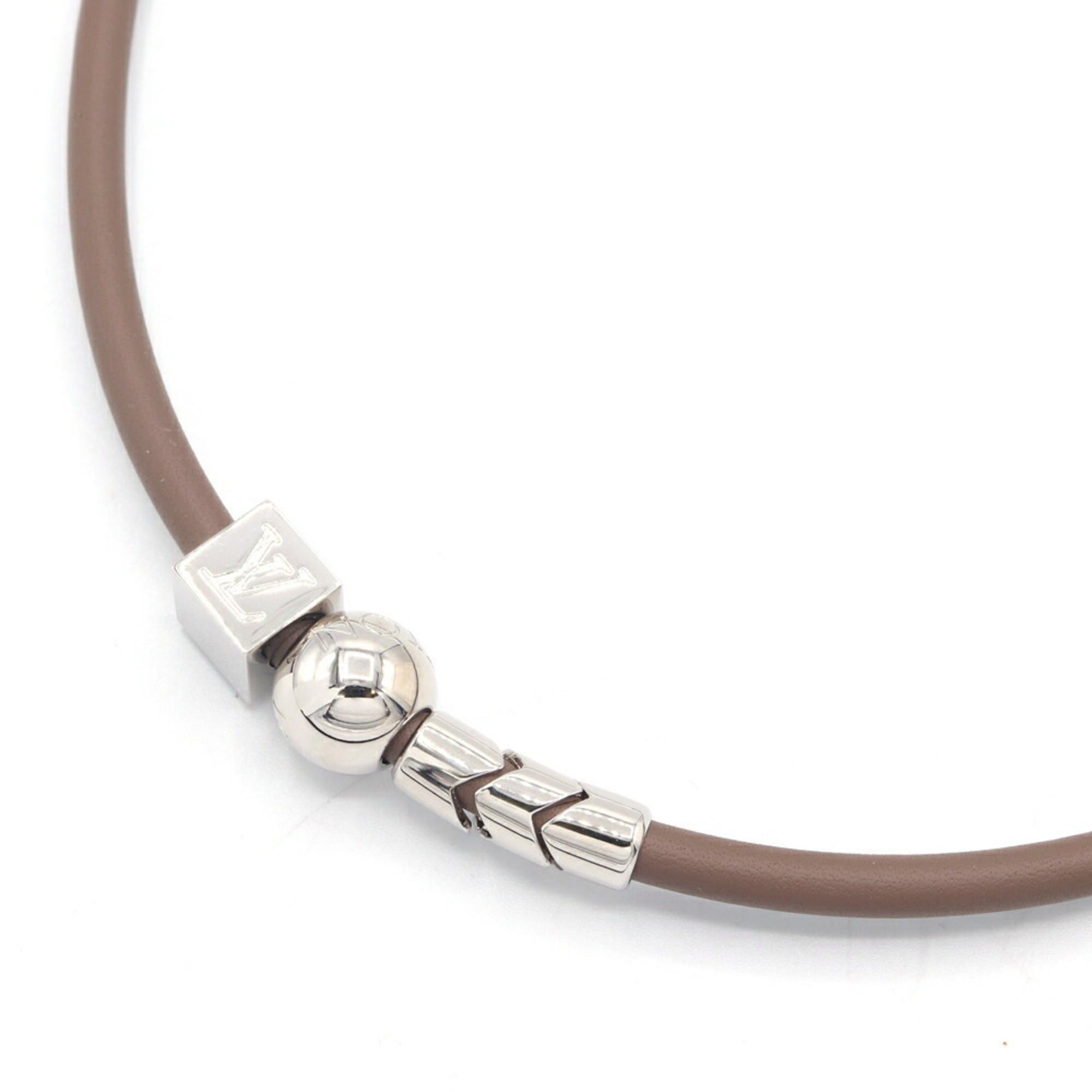 Louis Vuitton Louis Vuitton Choker LV Cordage MP1682 Greige Silver Leather and Metal Necklace for Women Size ONE SIZE - 1 Thumbnail