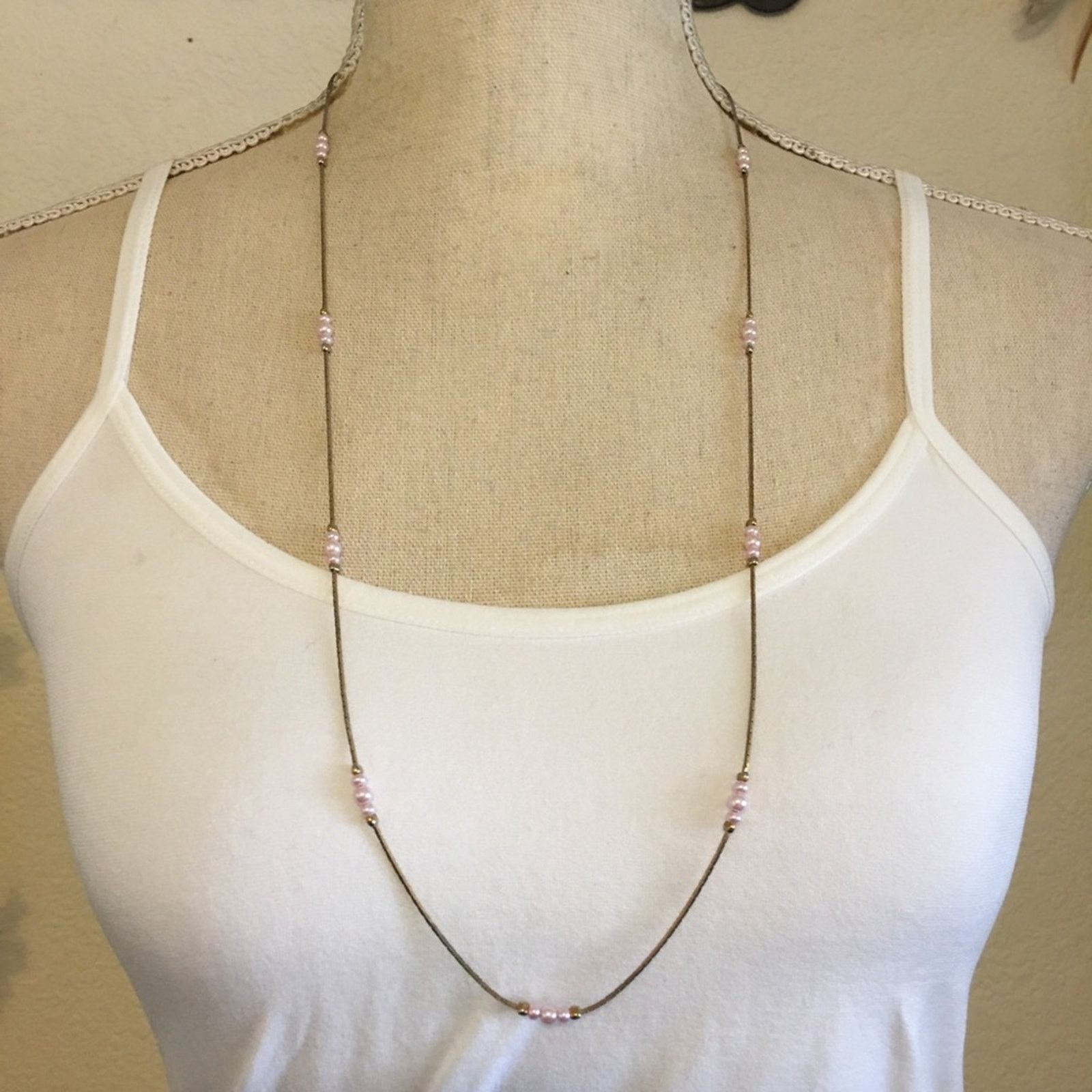 Vintage Vintage 80s beaded gold tone chain necklace Size ONE SIZE - 1 Thumbnail