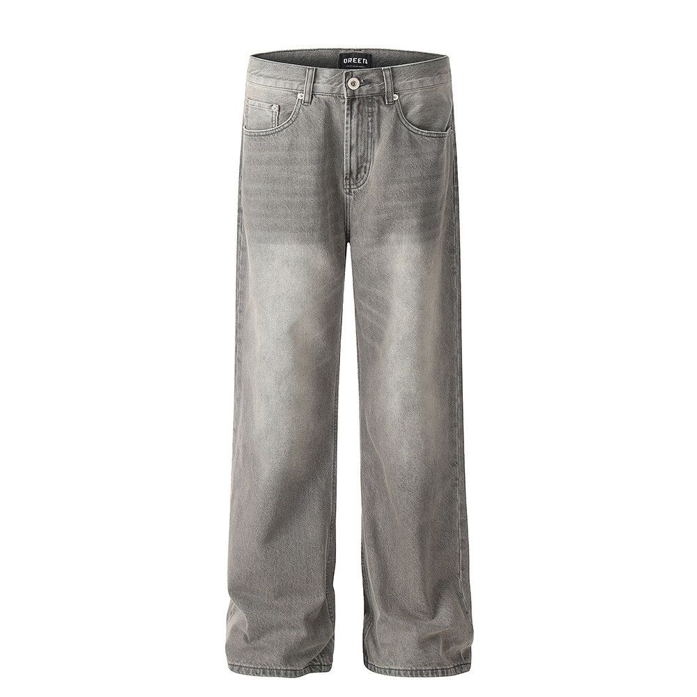 American retro distressed washed gradient casual jeans
