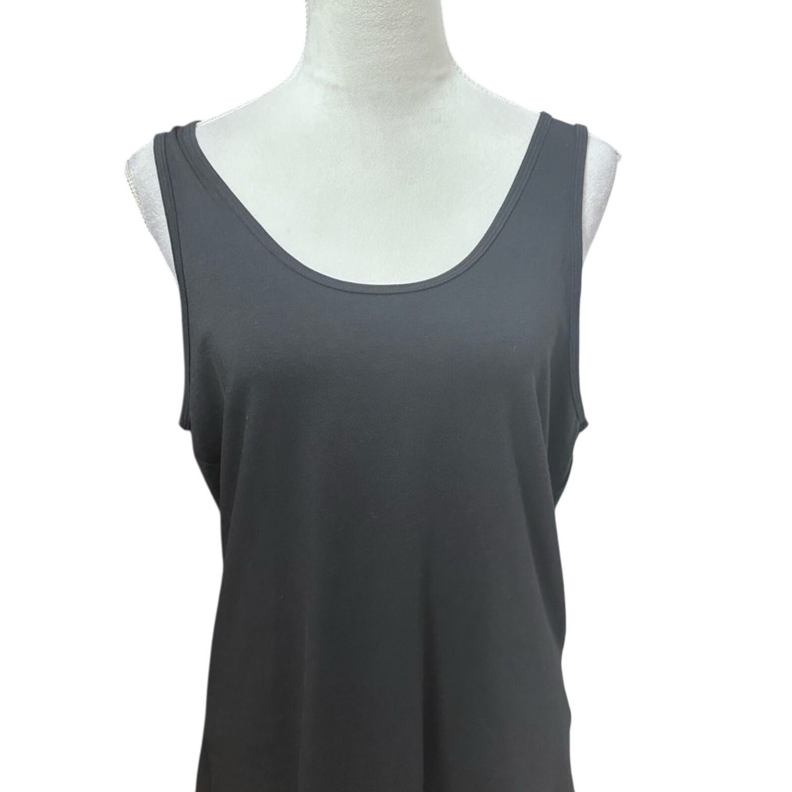 Nordstrom Nordstrom Tank Top Sleeveless Scoop Neck Cotton Black XXL Size XXL / US 16-18 / IT 52-54 - 2 Thumbnail