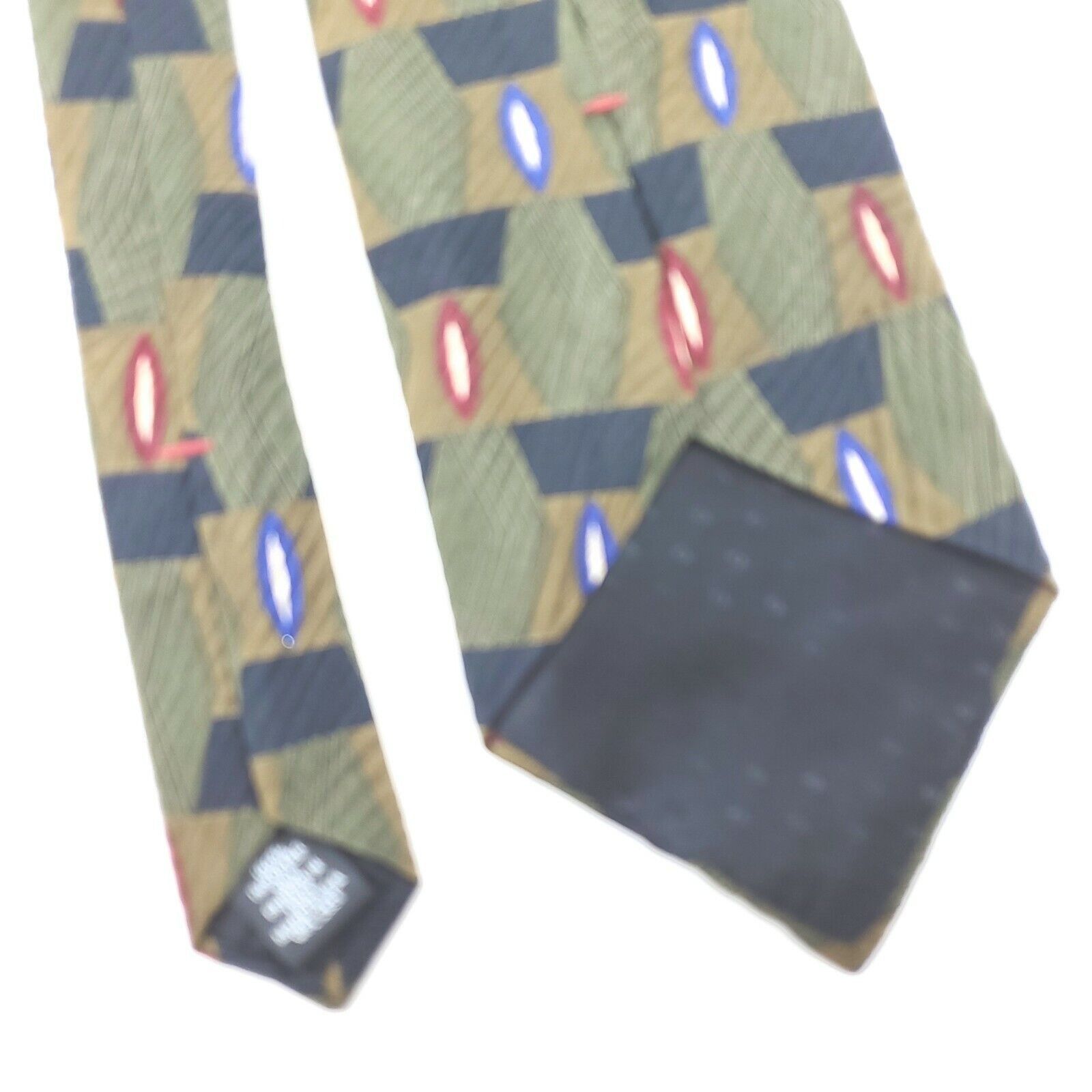 Henry Grethel Henry Grethel Silk Tie Green Abstract Short Wide Size ONE SIZE - 5 Thumbnail