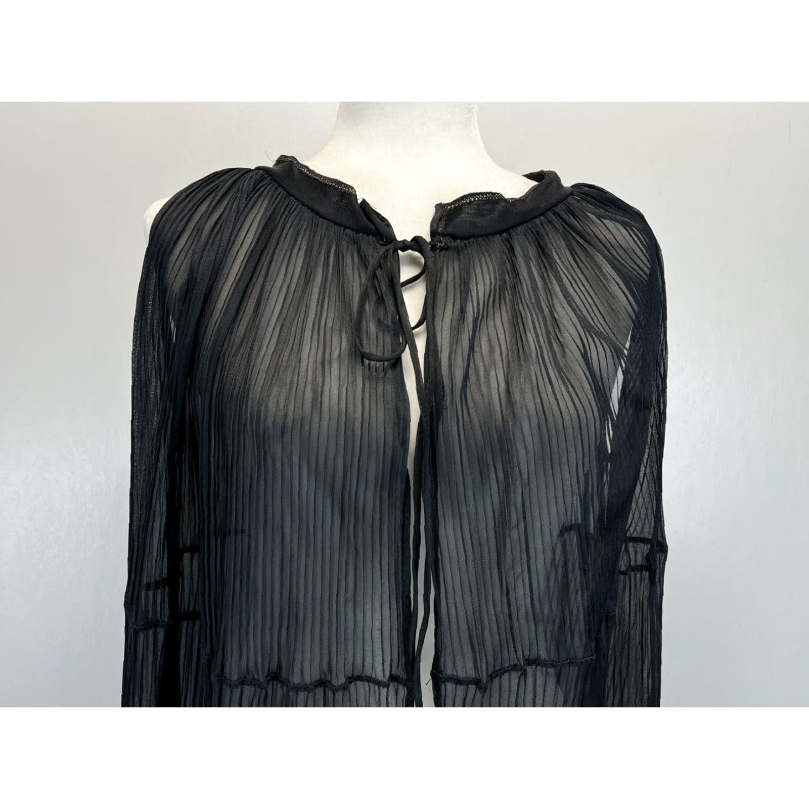 Doublet VINTAGE 1960s Sheer Black Robe Lingerie One Size Sleeveless Double Tie Womens Size ONE SIZE - 4 Thumbnail