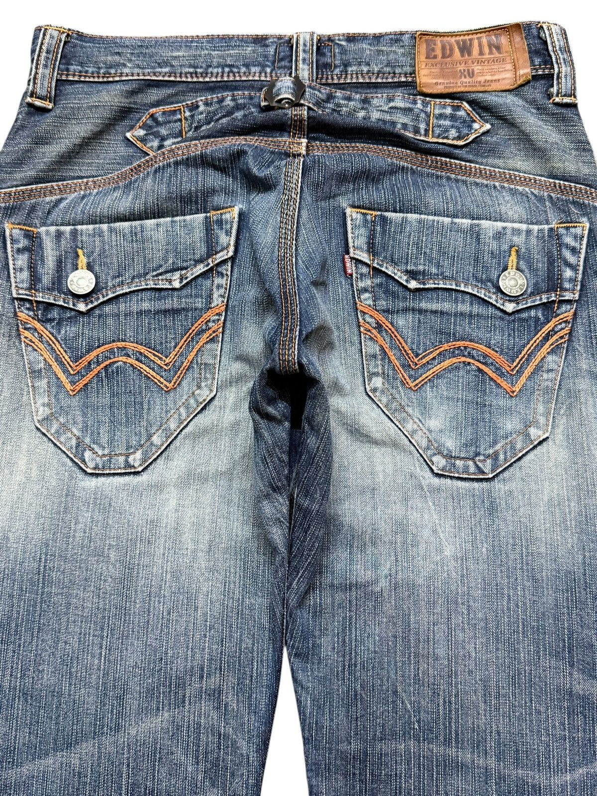 Edwin Vintage 90s Edwin XV Faded Wash Whisker Distressed Bootcut Size US 31 - 5 Thumbnail