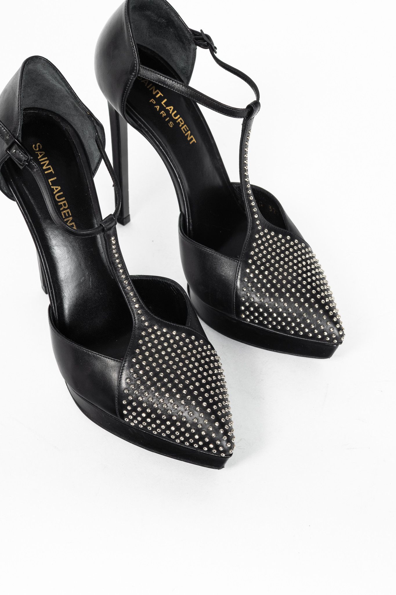 Saint Laurent Paris Saint Laurent Classic Janis 105 Leather Stud T-Strap Pumps Size US 6 / IT 36 - 6 Thumbnail