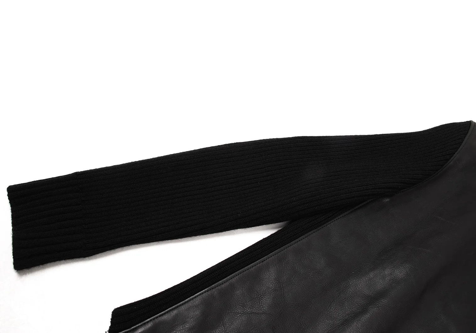 Yohji Yamamoto Yohji Yamamoto Leather Knit Jacket Black 4 Size US XL / EU 56 / 4 - 7 Thumbnail