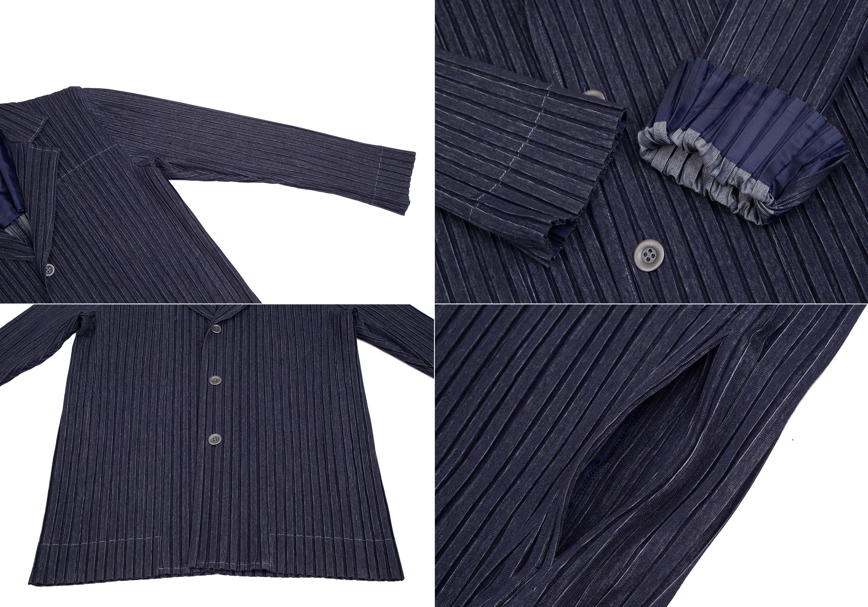 Issey Miyake Denim Print Pleated Suit Set in Indigo Color Size US XL / EU 56 / 4 - 4 Thumbnail