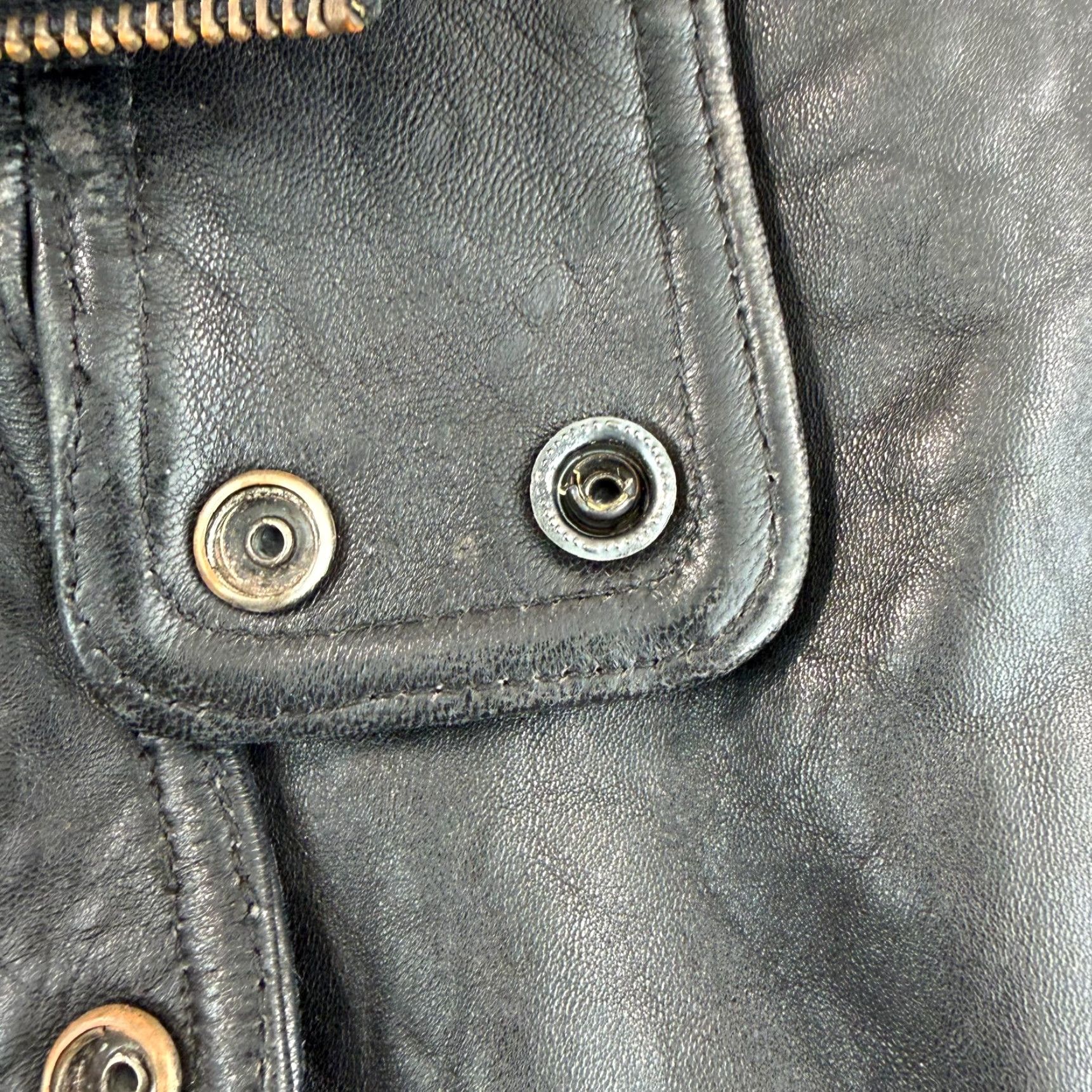 Vintage VINTAGE Wilsons Thinsulate Moto Punk Jacket Leather Black Large Men 80s 90s Biker Punk Grunge Gothic Bohemian Style Belted Zipper Buckle Snap Denim? Size US L / EU 52-54 / 3 - 4 Thumbnail