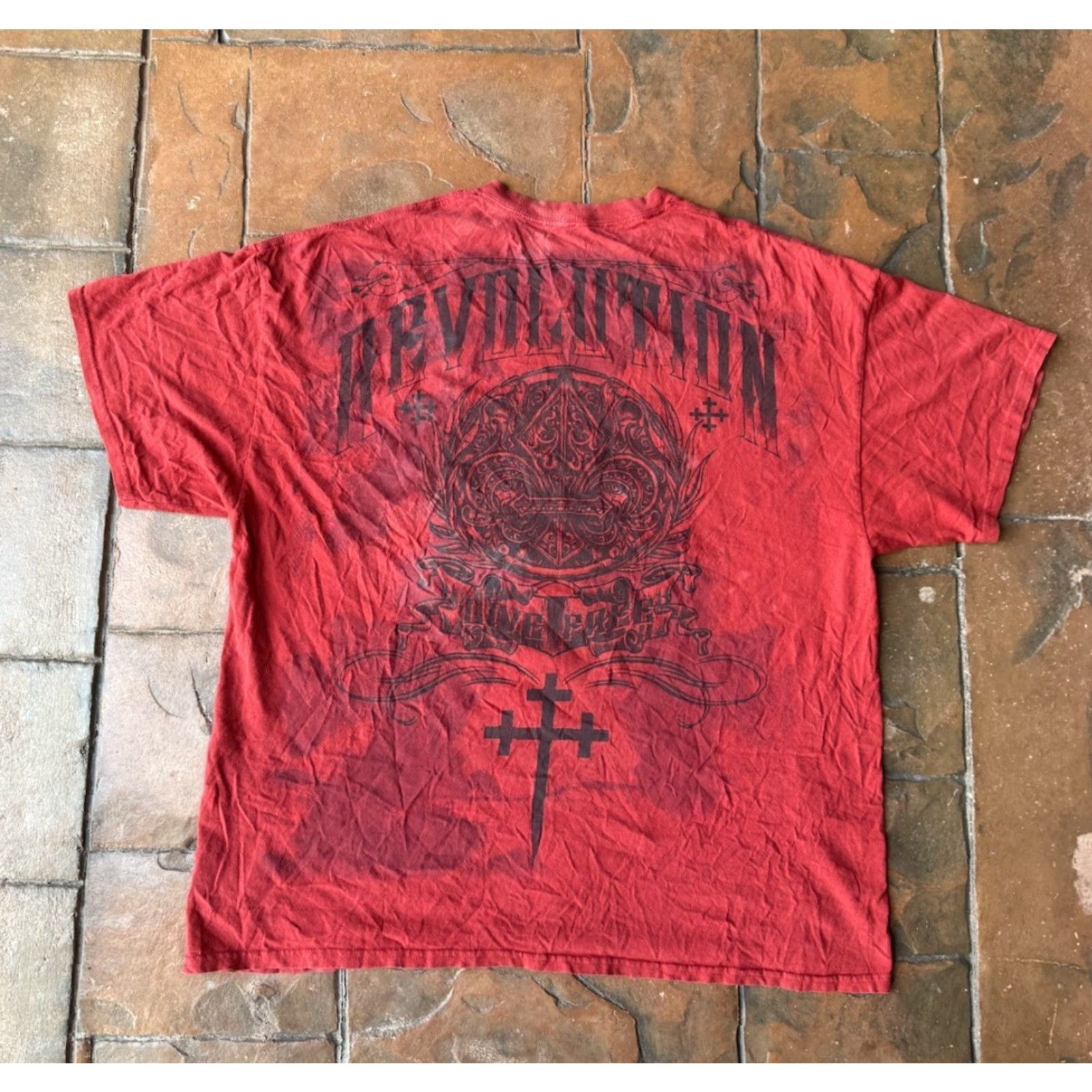 Vintage VINTAGE MMA Elite T-Shirt 2XL Red Crew Neck Short Sleeve Graphic Print Dragon Skull Grunge Biker Affliction Style Revolution Mens Size US XXL / EU 58 / 5 - 3 Thumbnail