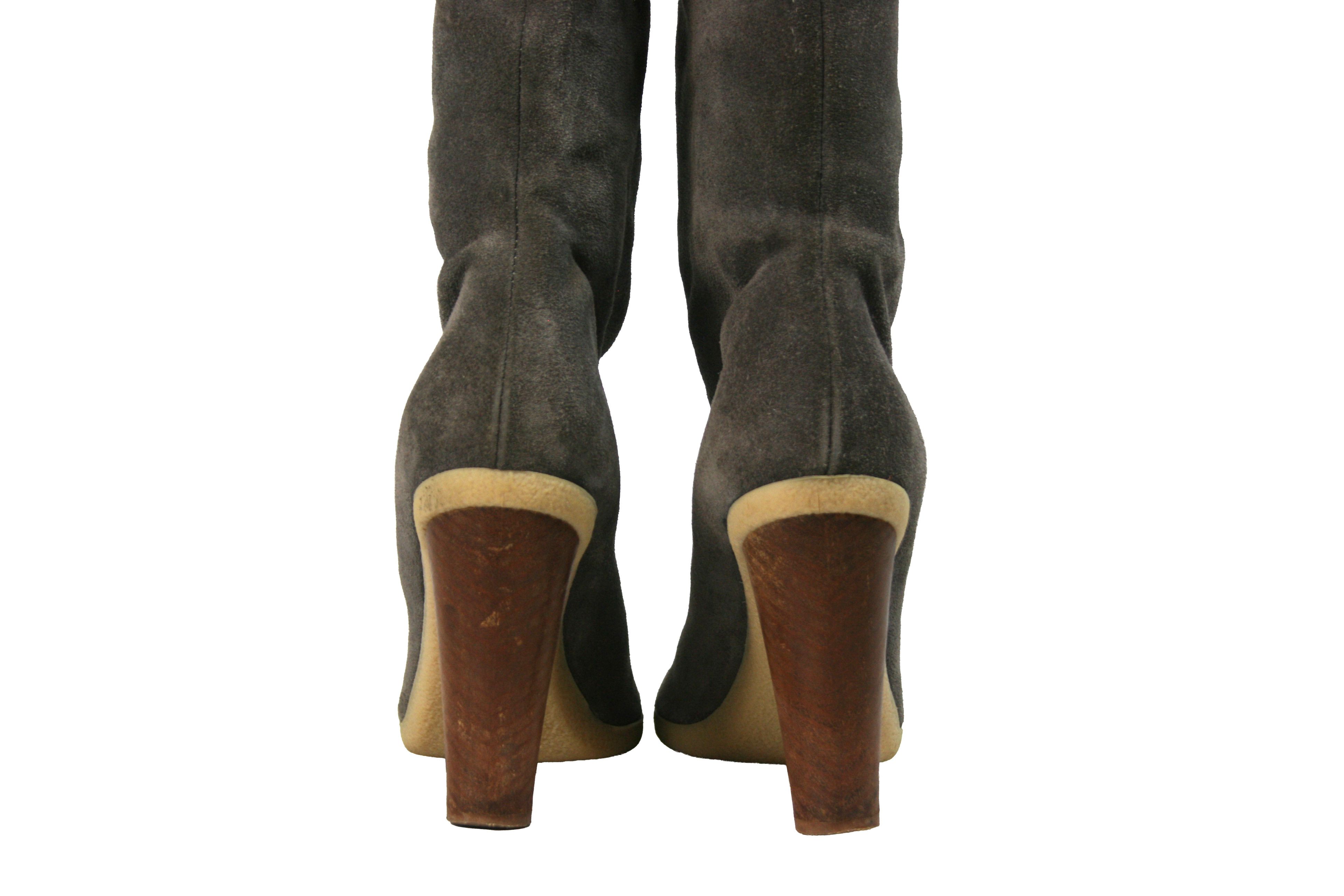 Jil Sander 2008 Raf Simons Era Knee High Suede Boots Vintage Size US 8 / IT 38 - 13 Thumbnail
