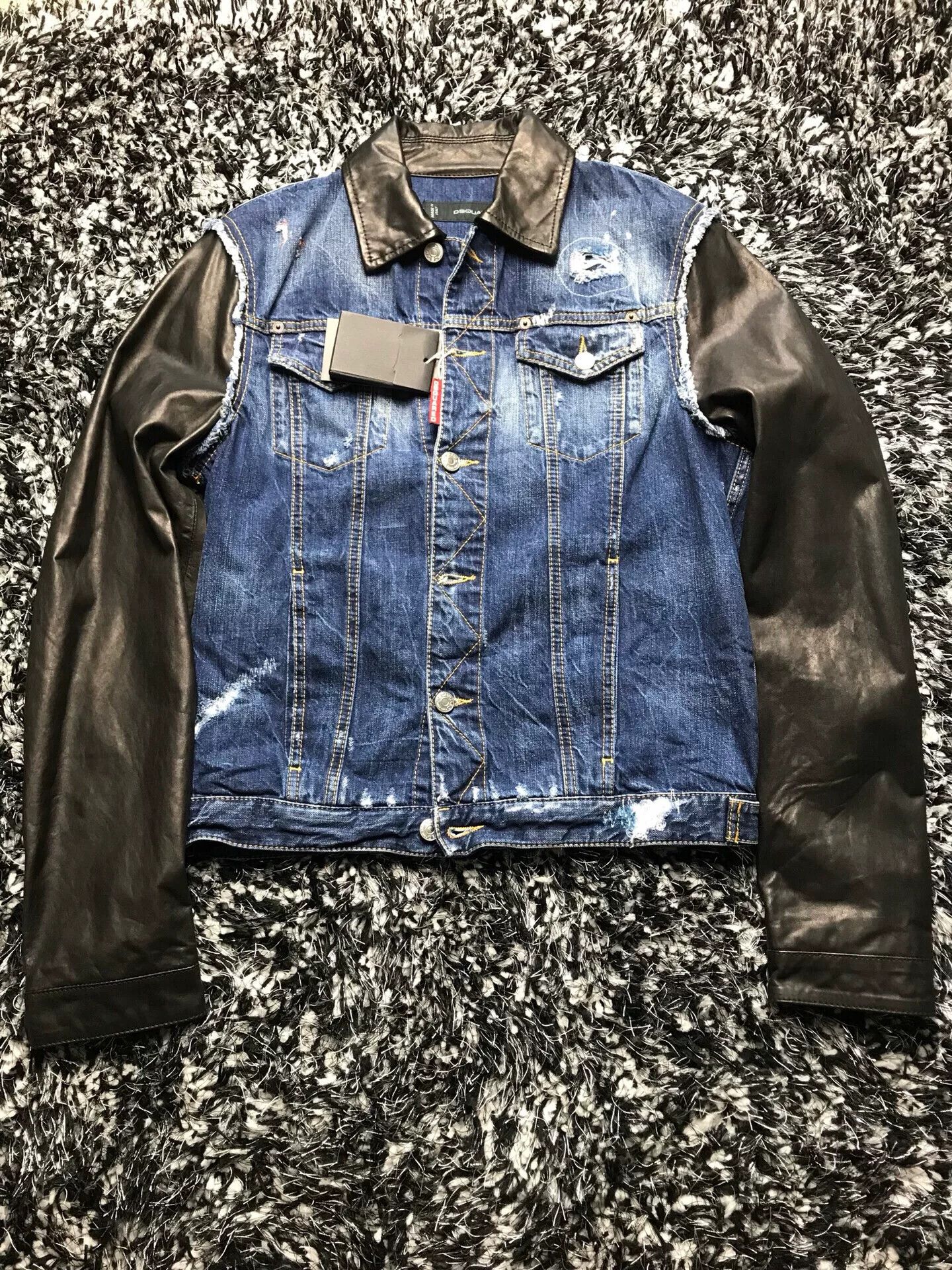 Dsquared2 dsquared2 leather sleeve denim jacket Size US L / EU 52-54 / 3 - 1 Thumbnail