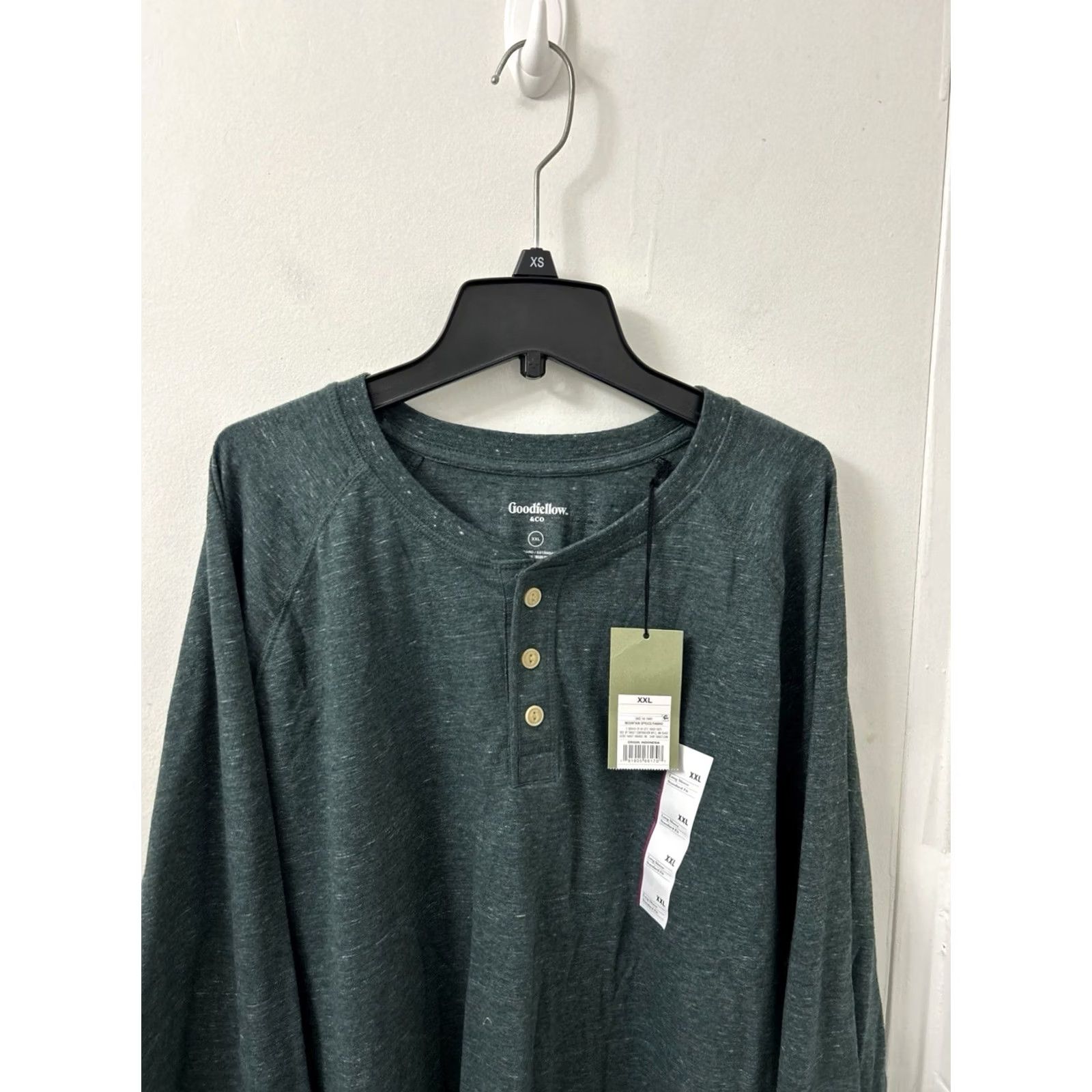 Vintage Goodfellow & Co Henley Shirt Mens XXL Mountain Spruce Green Long Sleeve NWT Size US XXL / EU 58 / 5 - 2 Thumbnail