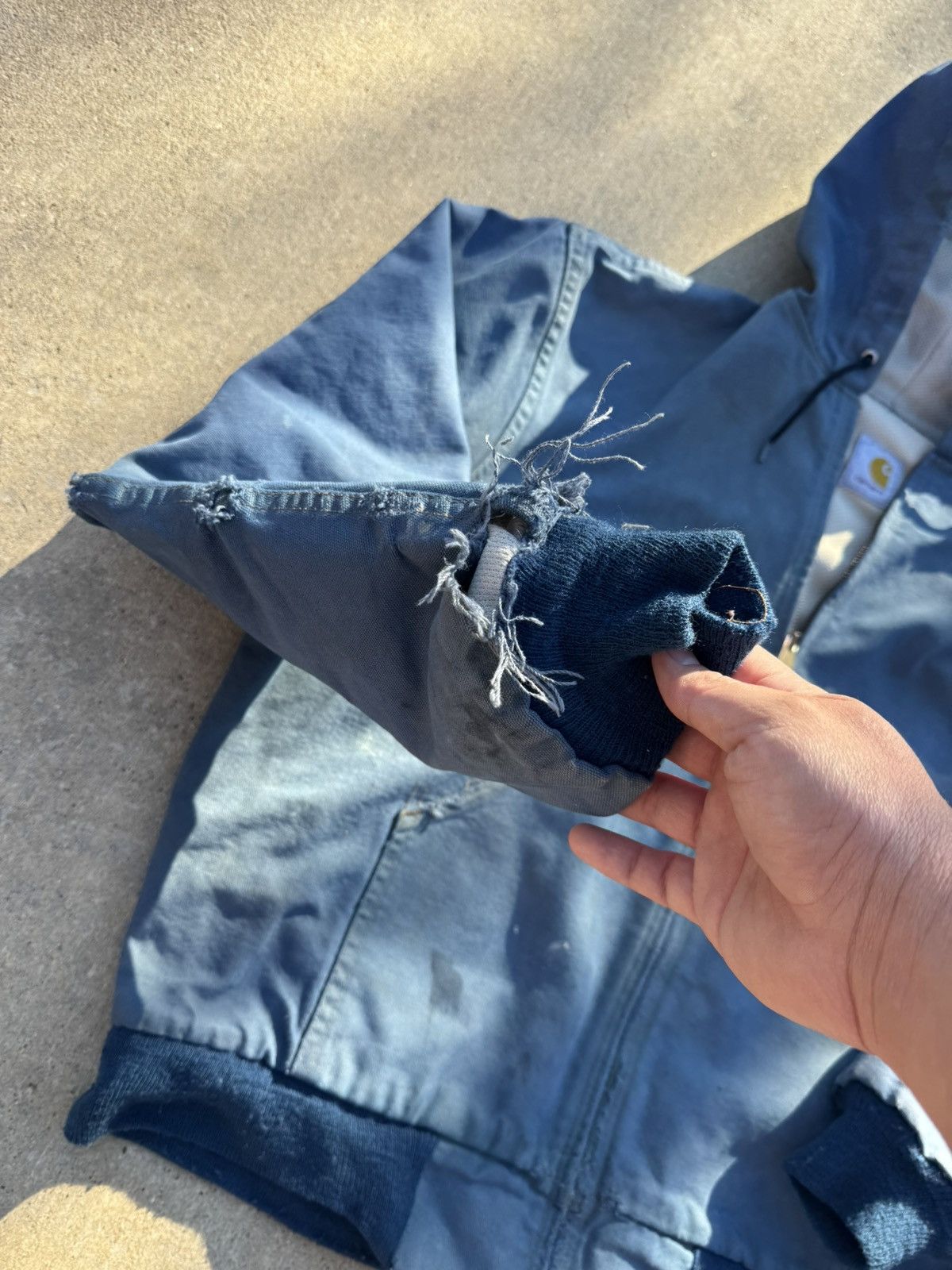 Carhartt 90s Carhartt Thermal Lined Sun Faded Blue Jacket With Hood Size US M / EU 48-50 / 2 - 6 Thumbnail
