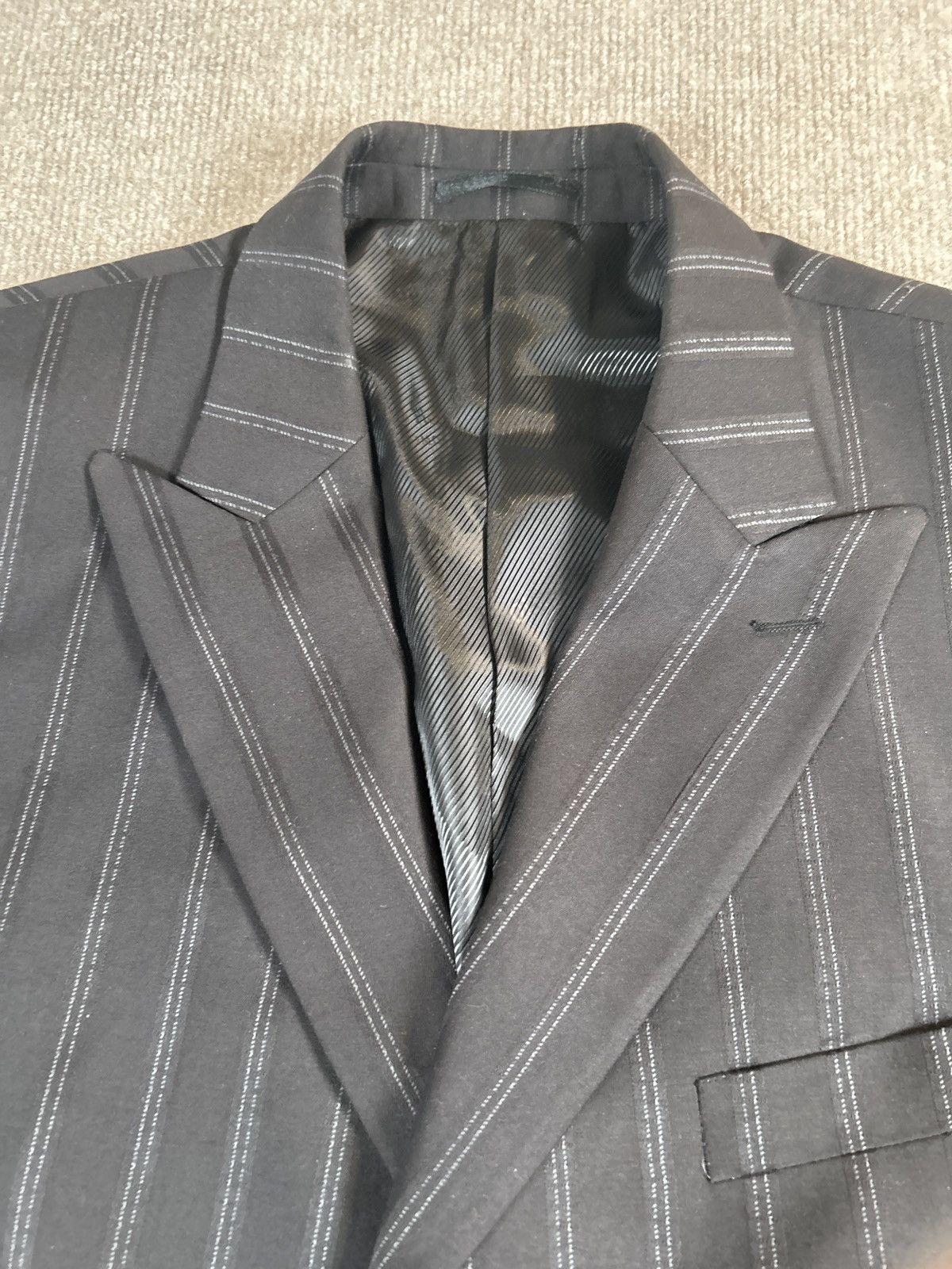 Giorgio Fiorelli Giorgio Fiorelli Men’s 46R Black Pinstripe Jacket Blazer Size 46R - 2 Thumbnail
