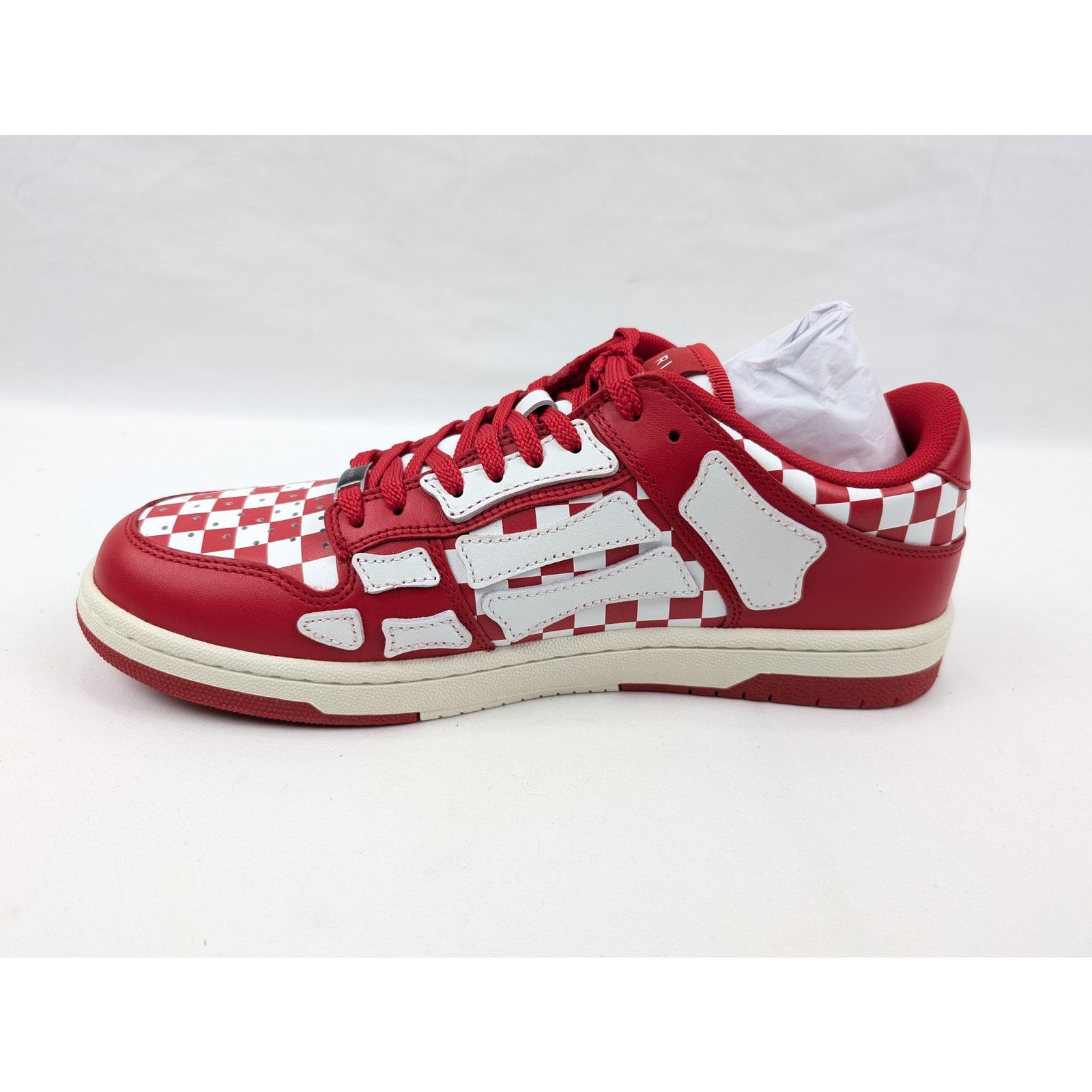 Amiri o1rshd1 Checked Skeleton Low Top Sneakers in Red/White Size US 10 / EU 43 - 7 Thumbnail