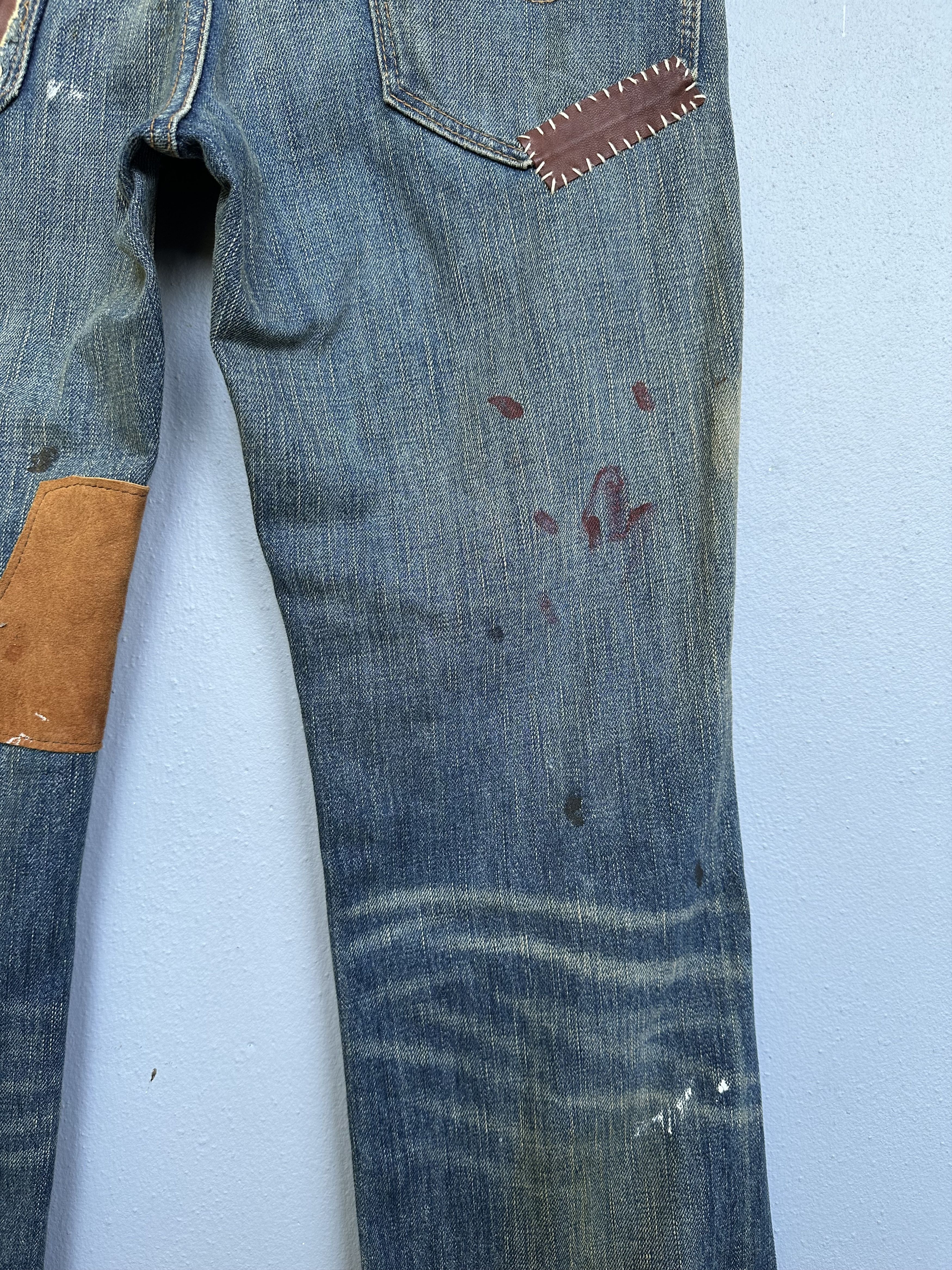 Japanese Brand Vtg Japanese Brand Bonds & Peace Rips Patchwork Denim Jeans Size US 31 - 23 Thumbnail