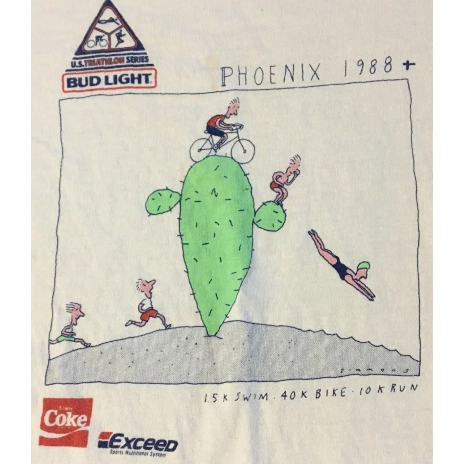 Vintage VINTAGE Bud Light Coca Cola Faded Triathlon Shirt M White 80s 90s Grunge Beer Sports USA Mens Size US M / EU 48-50 / 2 - 3 Thumbnail