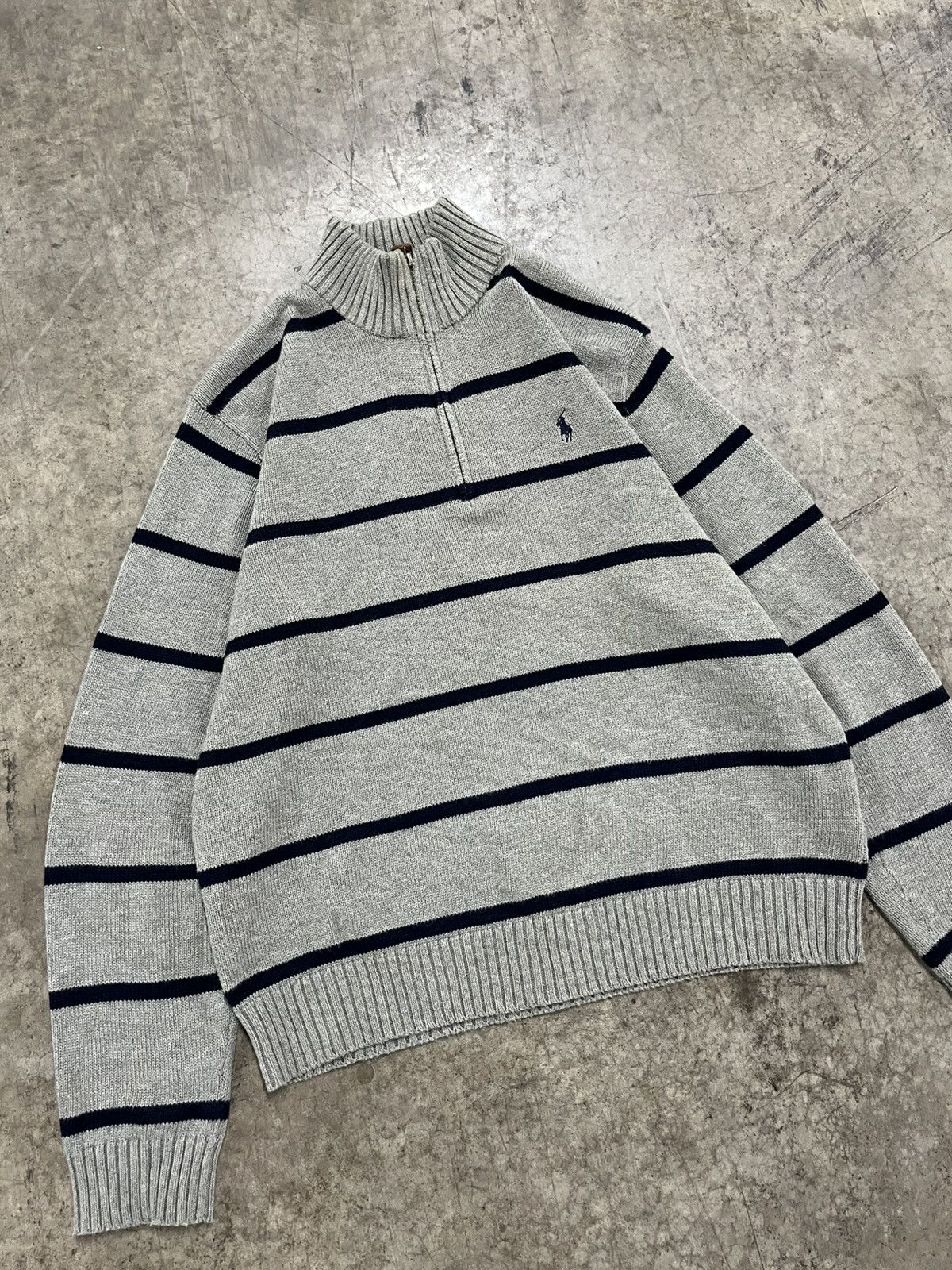 Polo Ralph Lauren × Vintage Polo Ralph Lauren vintage stripped 1/4 zip sweater knit Size US M / EU 48-50 / 2 - 5 Thumbnail