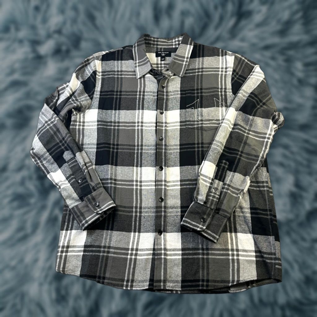 True Religion VINTAGE True Religion Shirt Mens XL Gray Flannel T Pocket Size US XL / EU 56 / 4 - 1 Thumbnail