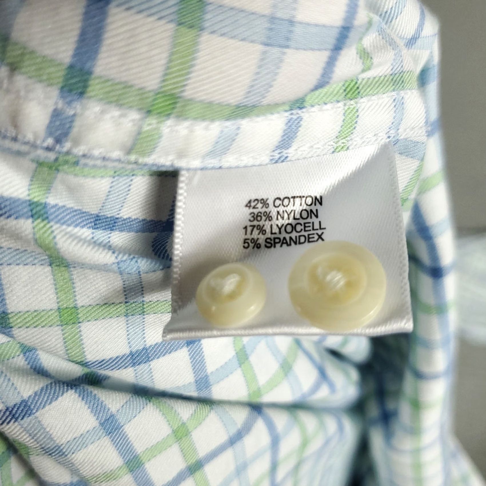 Peter Millar Peter Millar Shirt Mens Large Blue Plaid Nylon Cotton Button Up Long Sleeve - Vintage Condition Size US L / EU 52-54 / 3 - 7 Thumbnail