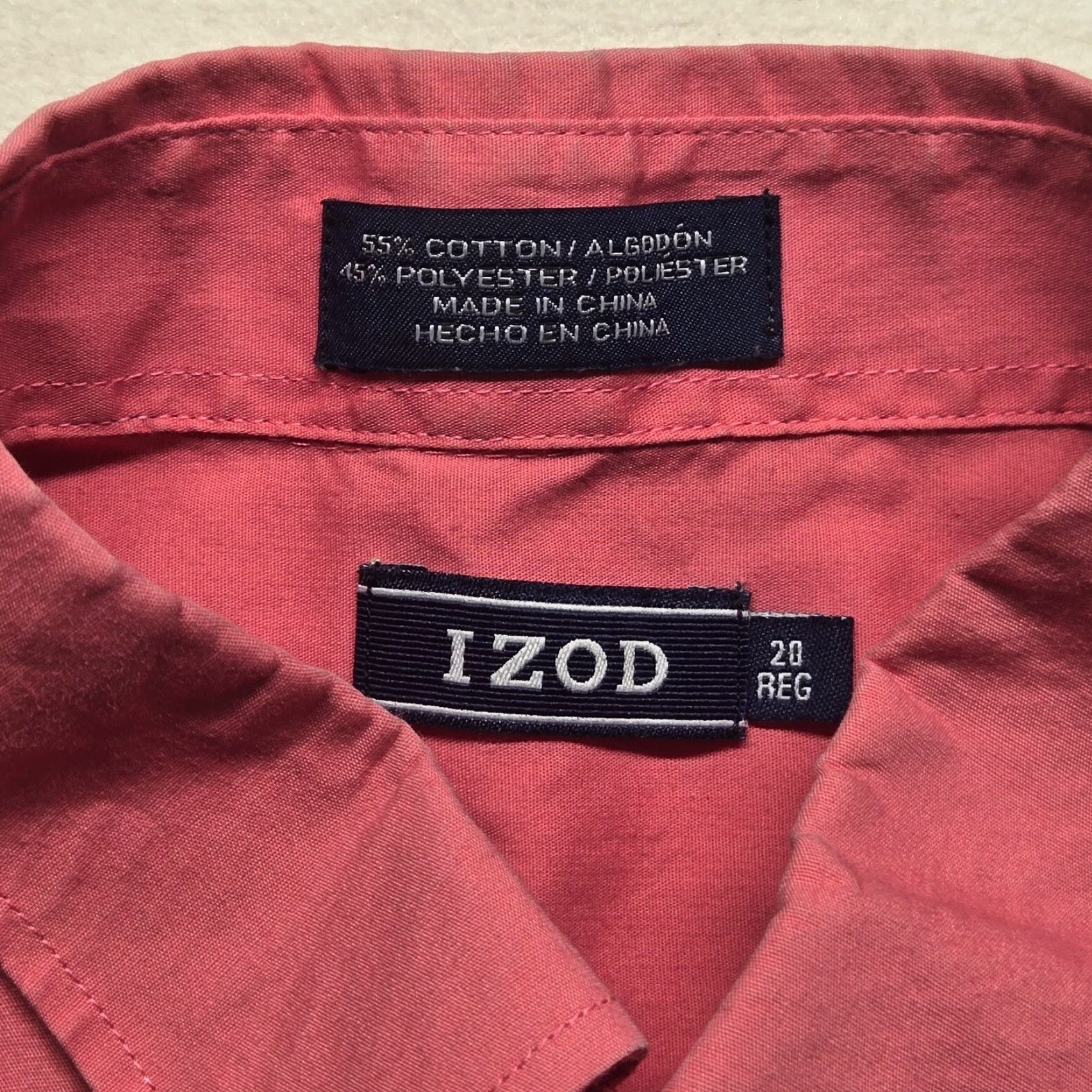 Izod IZod Shirt Men Adult 20 Pink Long Sleeve Button-Up Collared 20 Big & Tall Cotton Polyester Casual Colorful Size US XXL / EU 58 / 5 - 3 Thumbnail