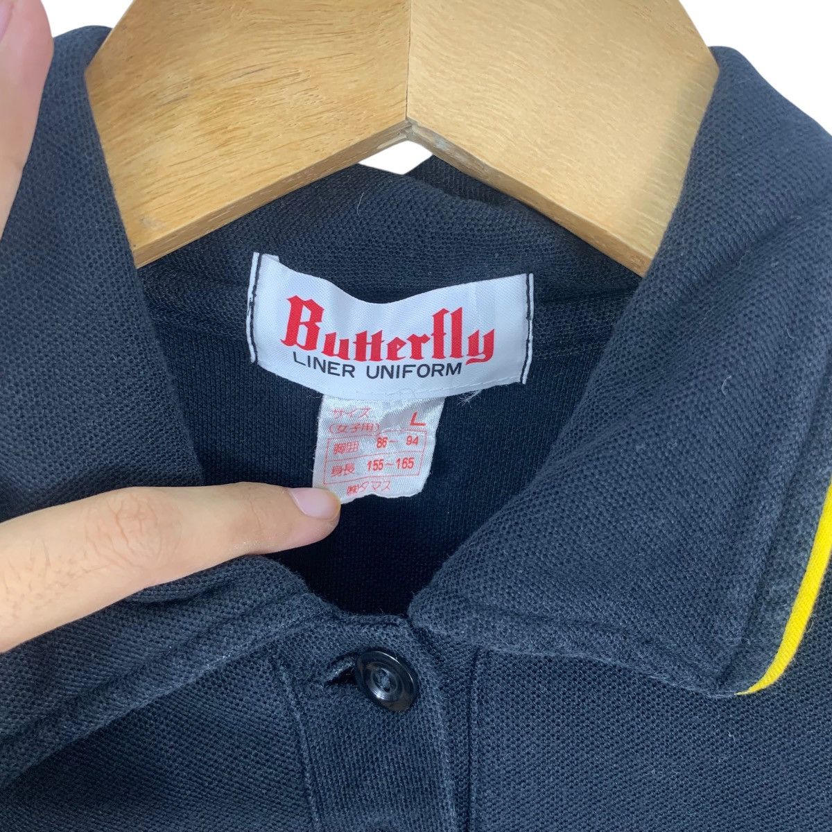 Vintage Vintage BUTTERFLY JAPAN Liner Uniform Jersey Polo Tee Shirt Size L / US 10 / IT 46 - 7 Thumbnail