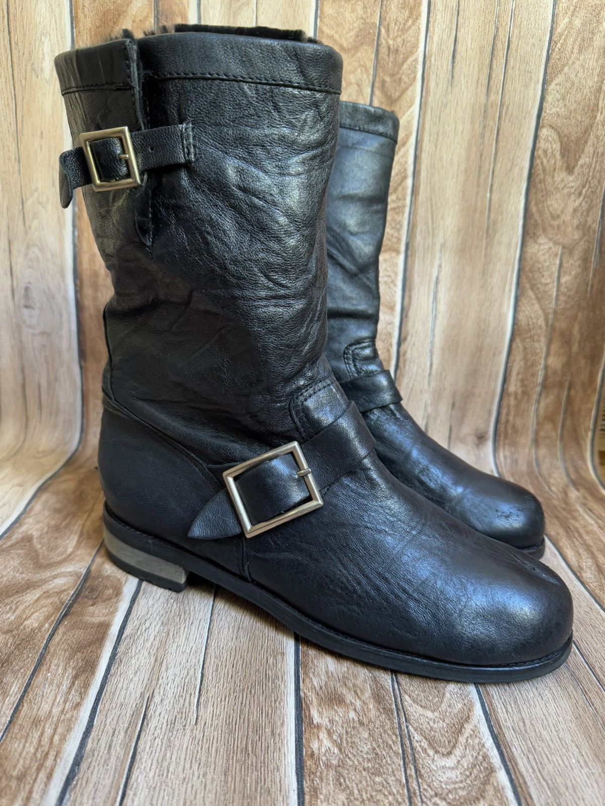 Jimmy Choo × Vintage Engineer fur boots Size US 9.5 / IT 39.5 - 1 Thumbnail