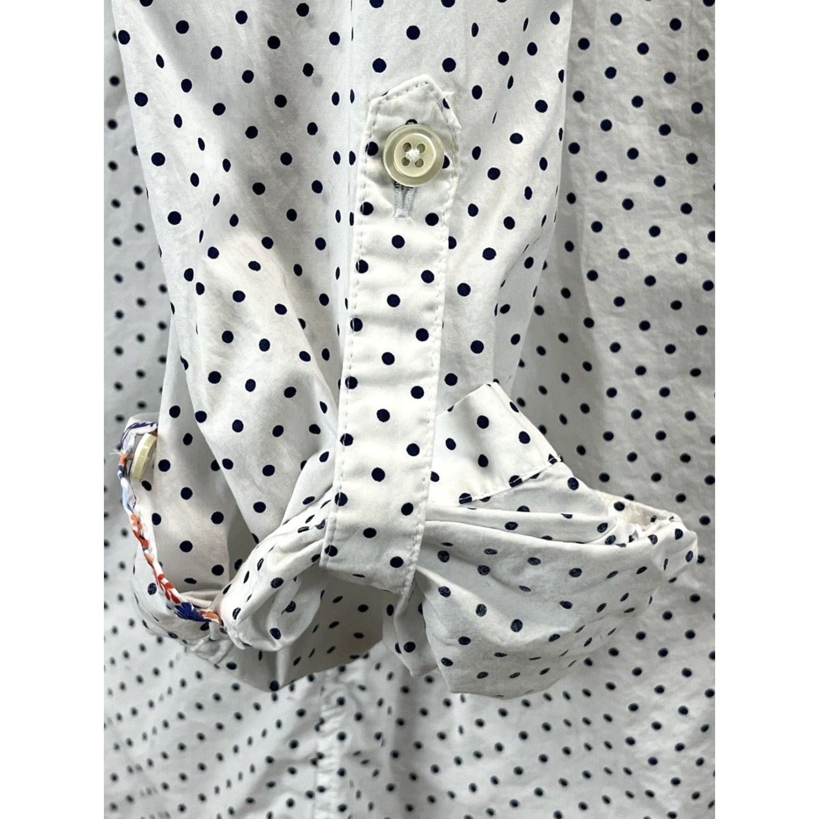 Talbots VINTAGE Talbots Polka Dot Tunic Blouse Shirt 1XP Plus Petite Cotton Women Roll Tab Long Sleeve White & Navy Mens? Women? Wait. Size XL / US 12-14 / IT 48-50 - 6 Thumbnail