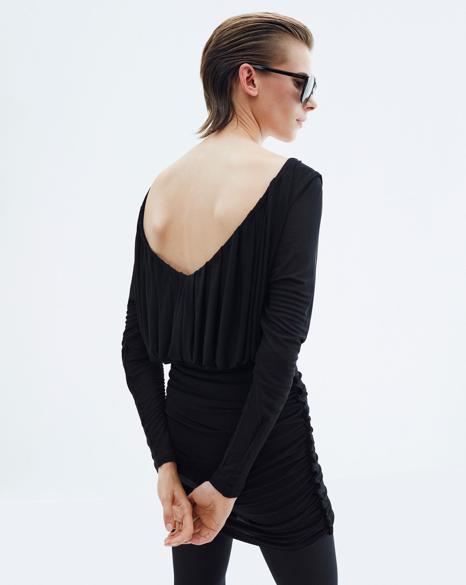 Saint Laurent Paris oc11z1125 Draped Dress in Jersey in Black Size XS / US 0-2 / IT 36-38 - 2 Thumbnail